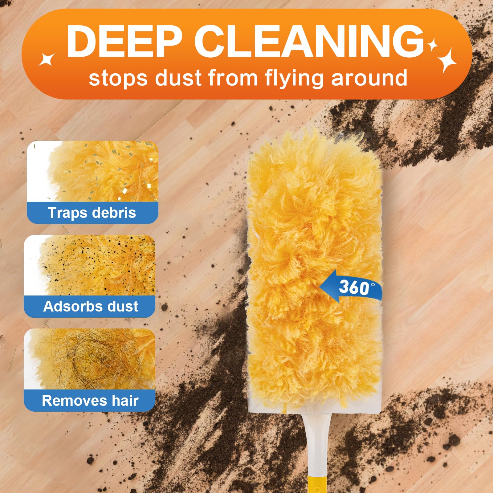 Heavy Duty Duster Refills, Unscented Disposable Dusters Kit for Cleaning Dusting Furniture Blind Ceiling Fan, Multi Surface 360 Feather Duster (100) - Image 6