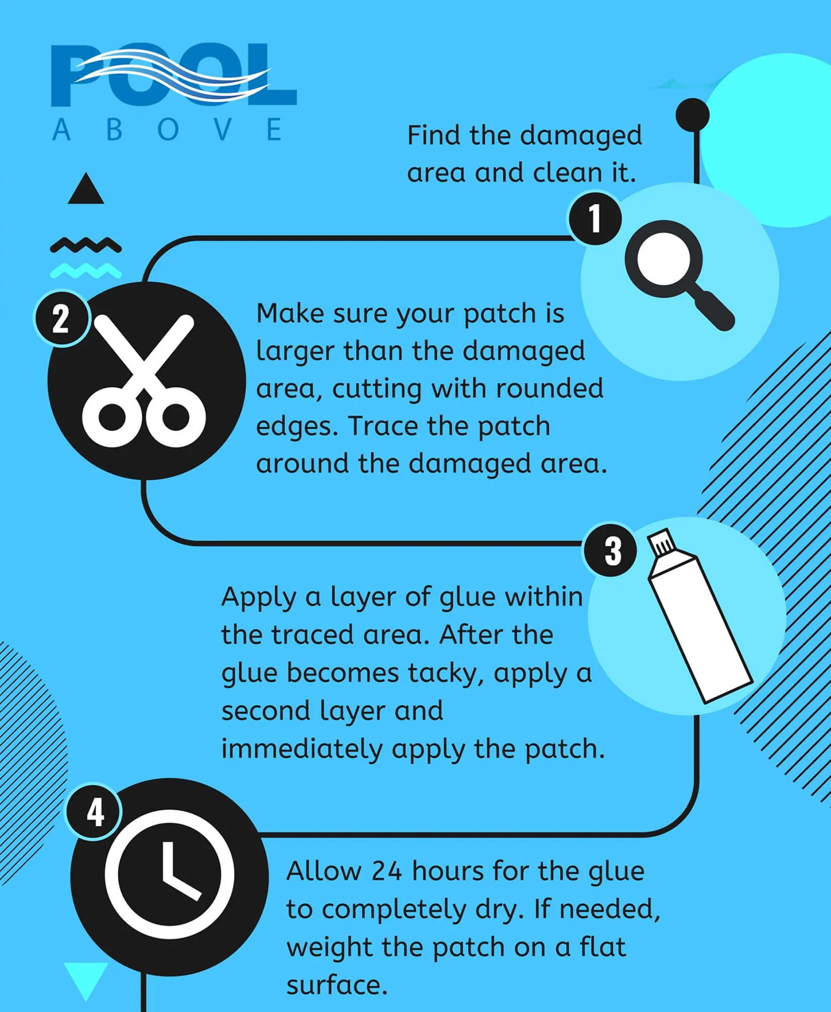 Heavy Duty Vinyl Repair Patch Kit for Above-Ground Pool Liner Repair; Glue and Patch Inflatables; Boat; Raft; Kayak; Air Beds; Inflatable Mattress Repair Blue - Image 3