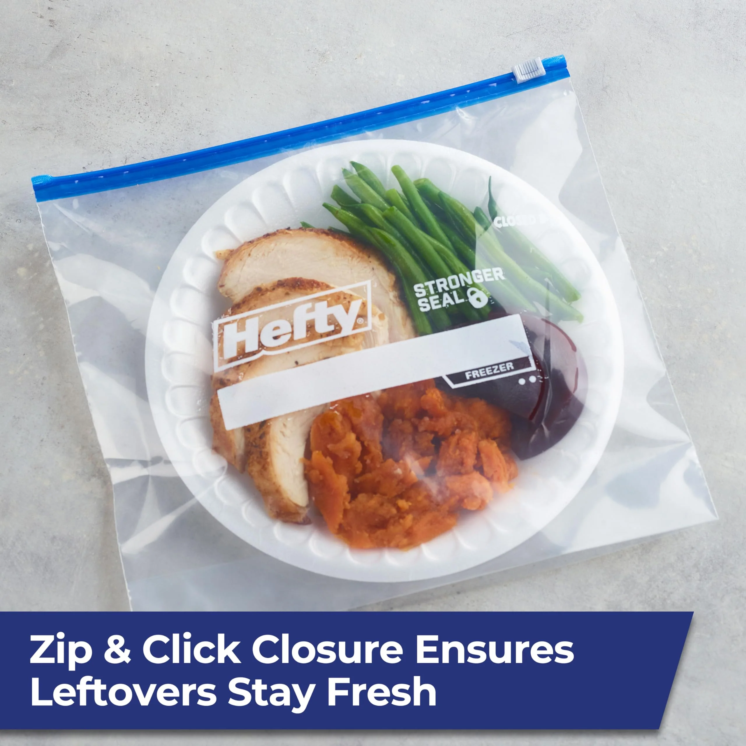 Hefty Slider Freezer Kitchen Storage Bags, Gallon Size, 56 Count (Pack of 4) - Image 6