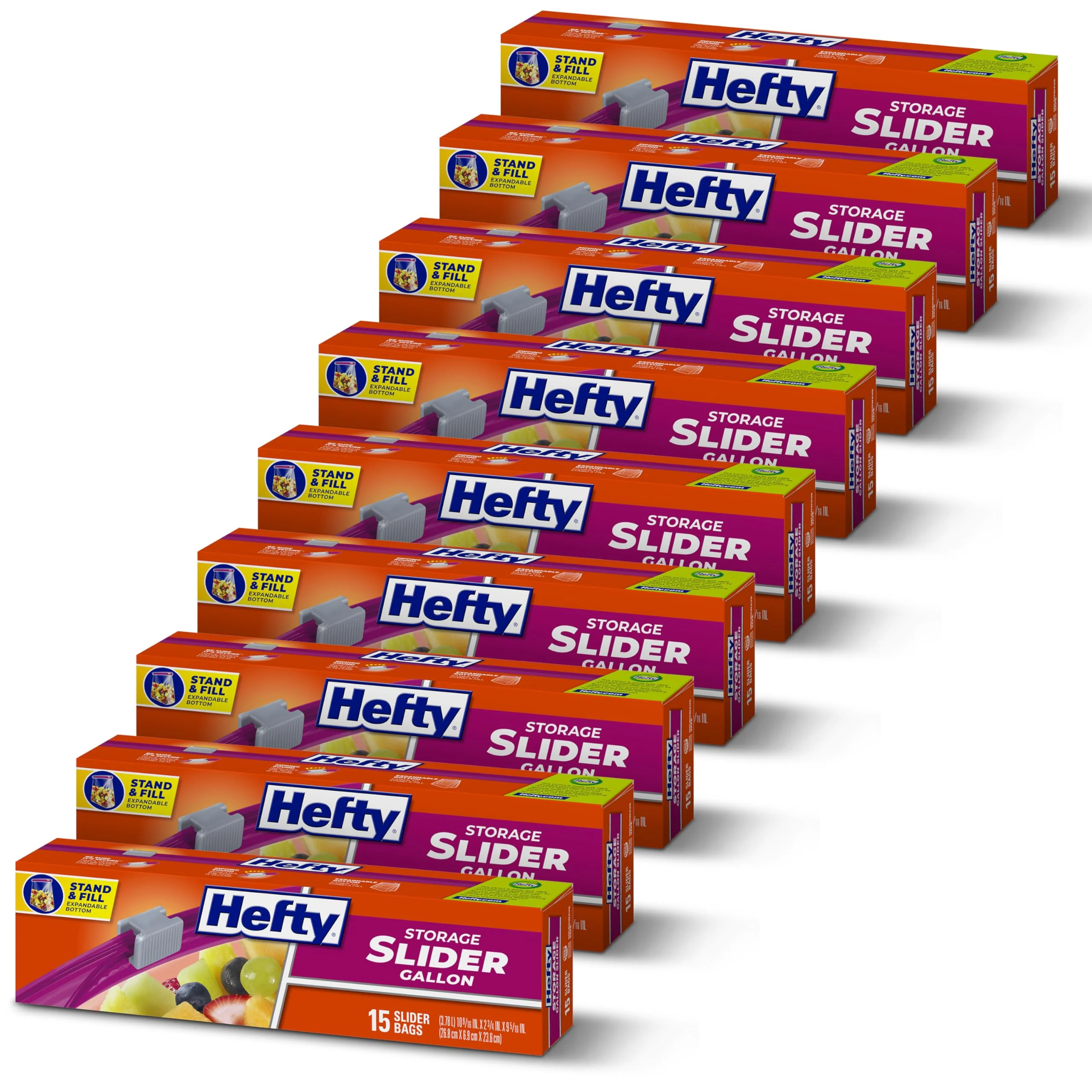 Hefty Slider Kitchen Storage Bags, Gallon Size, 66 Count (Pack of 4)