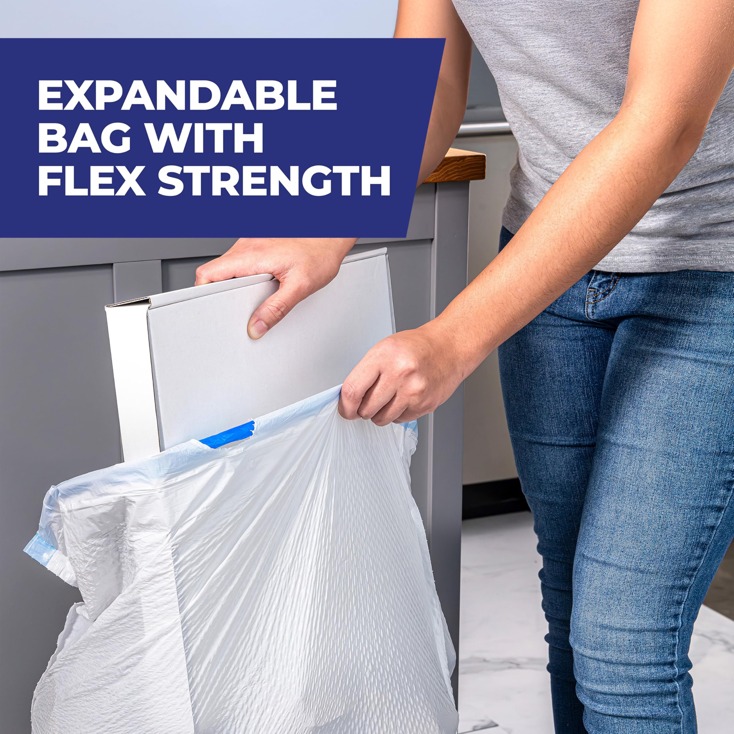 Hefty Ultra Strong 13 Gallon Trash Bags, Tall Kitchen Trash Bags 13 Gallon Size, Drawstring Closure, Continuous Odor Control, White, Lavender and Sweet Vanilla Scent, 80 Bags - Image 6