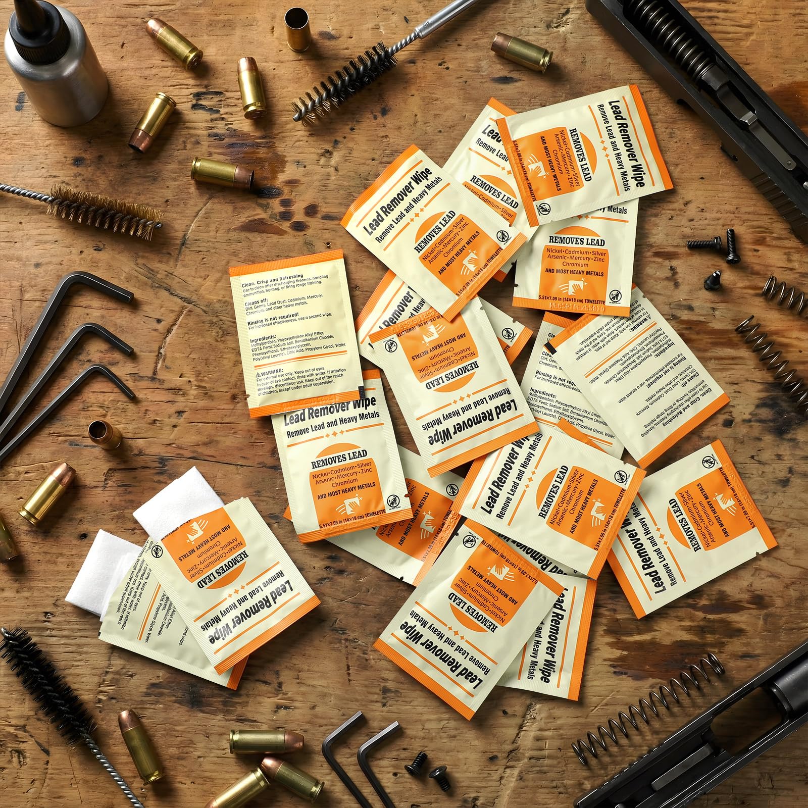Heigble 200 Pack Lead Remover Wipes for Shooting Hand&Surface Cleaning Wipes Effectively Removes Lead, Dust, Oil&Grime Individually Wrapped Wipe for Shooting Ranges, Hunting, Industrial Use (Orange) - Image 5