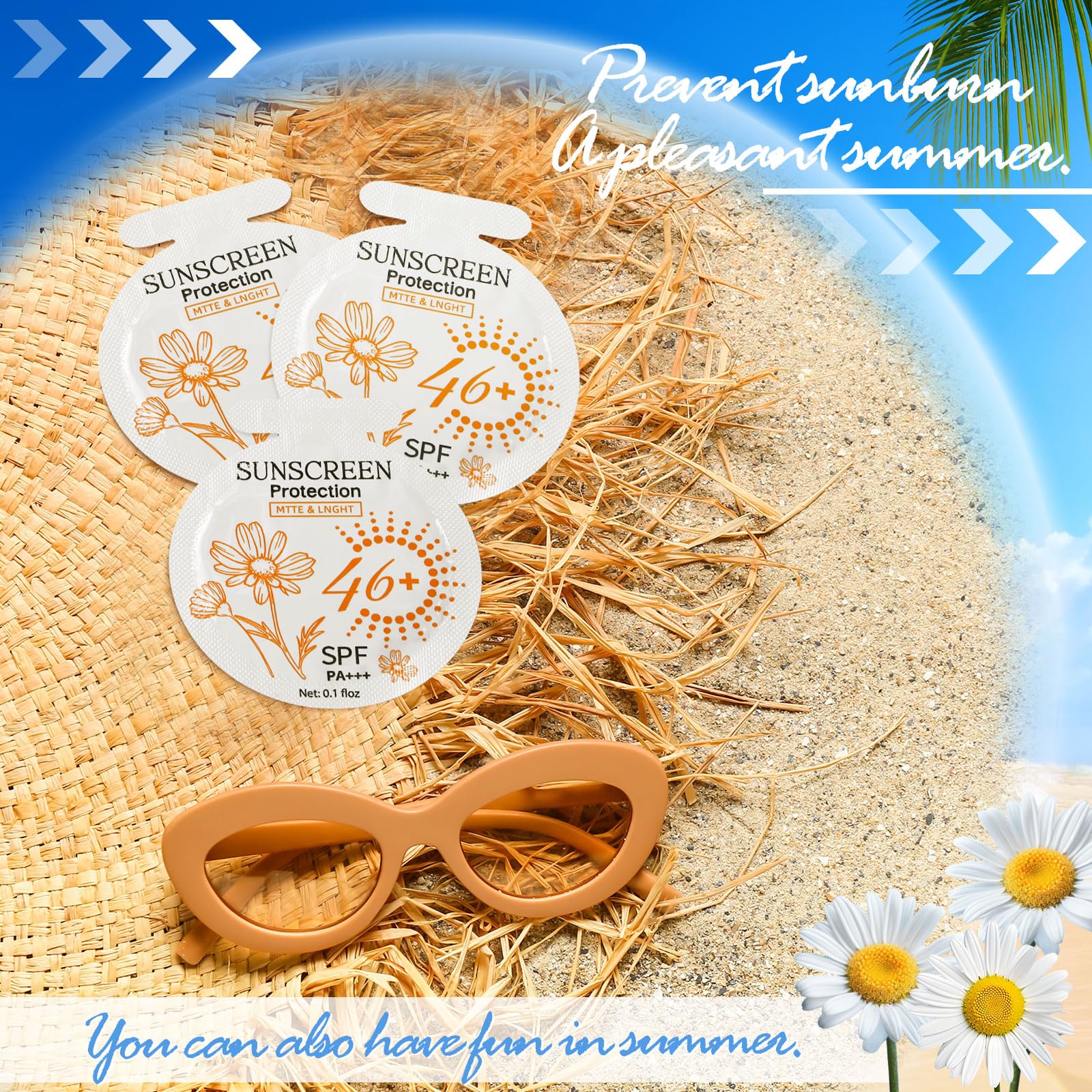 Heigble 50 Pcs Sunscreen Bulk Mini Travel Size Sunscreen Packets SPF 46+ Summer Party Gifts for Women Girl - Image 2