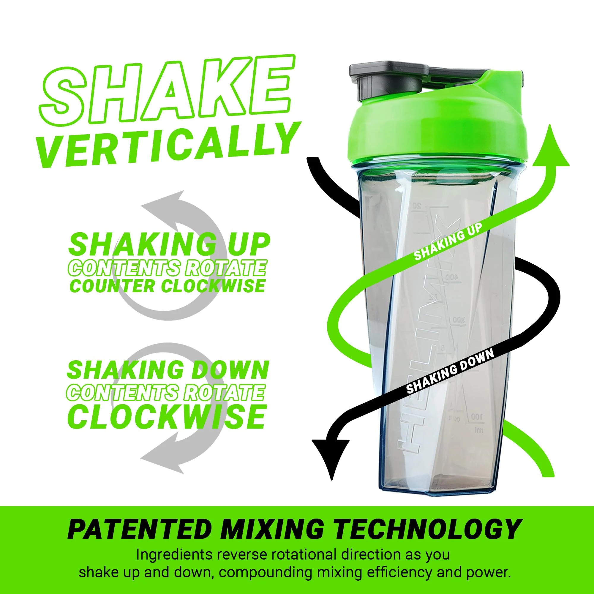 HELIMIX 2.0 Vortex Blender Shaker Bottle Holds upto 28oz | No Blending Ball or Whisk | USA Made | Portable Pre Workout Whey Protein Drink Shaker Cup | Mixes Cocktails Smoothies Shakes | Top Rack Safe - Image 4
