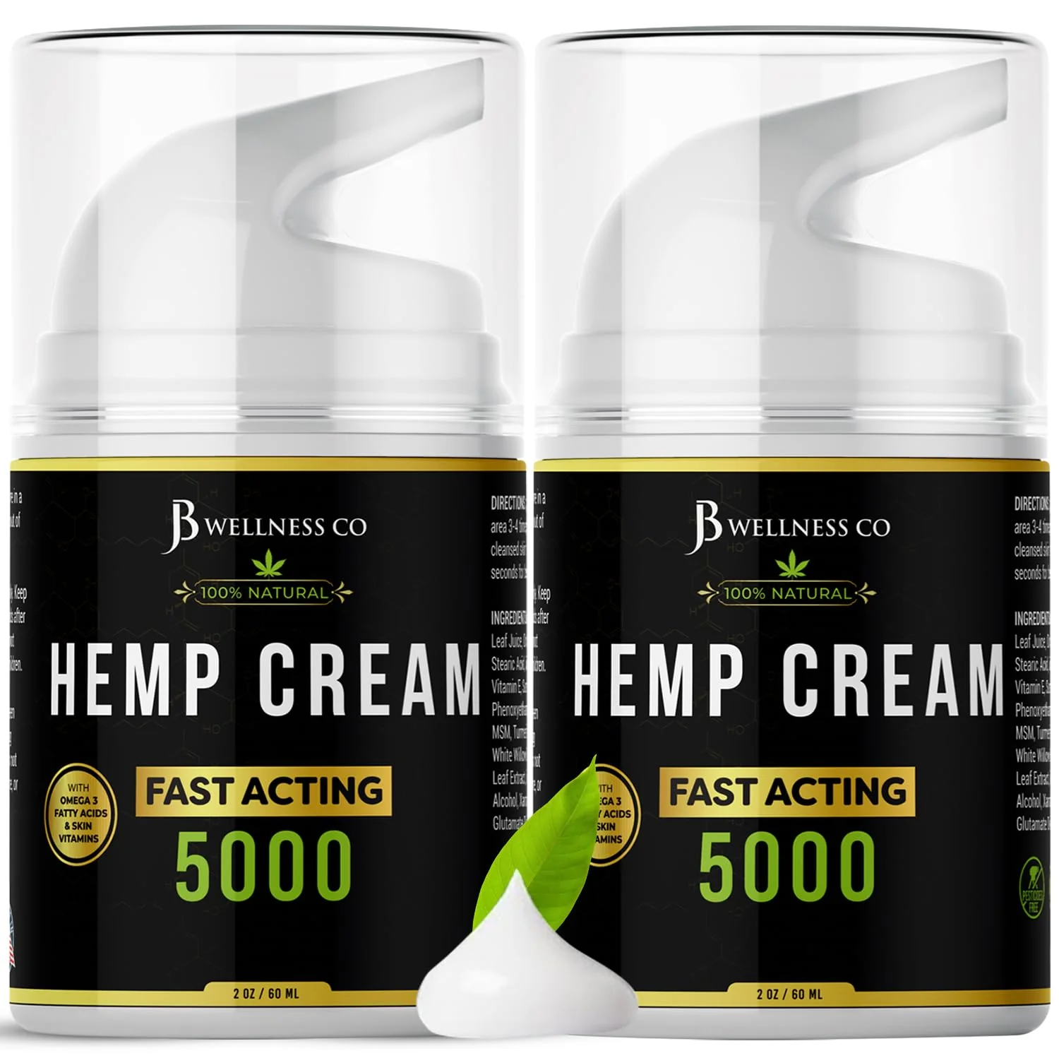 Hemp Cream -4oz- Neem, MSM, Turmeric, Emu Oil, Menthol, Aloe - 2 Pack - Image 2
