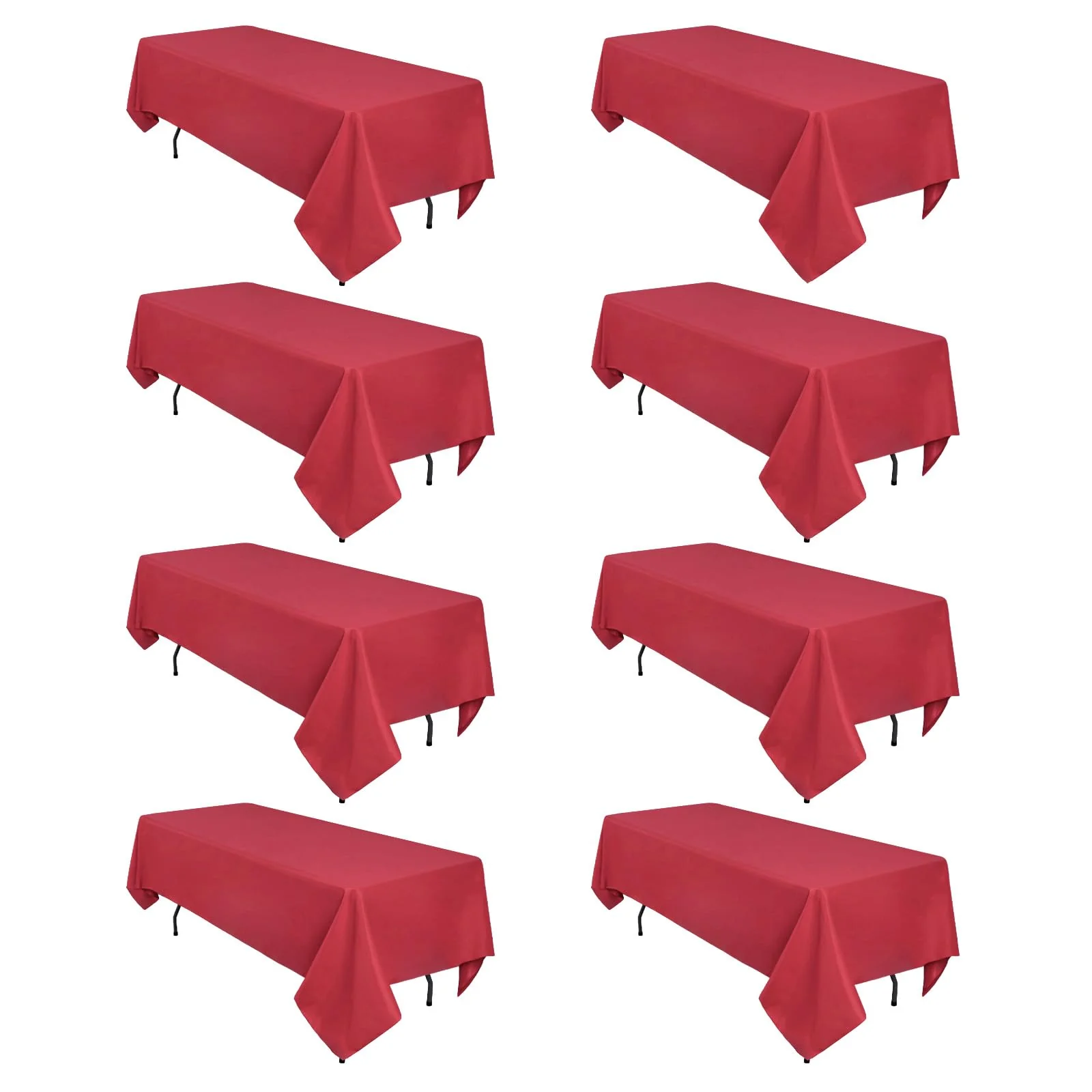 Heneger CozRhythm 8 Pack Red Tablecloth 60 x 126 Inch Rectangular Table Cloth for 8 Foot Rectangle Tables, Wrinkle Resistant Washable Polyester Fabric for Christmas Buffet Wedding Party
