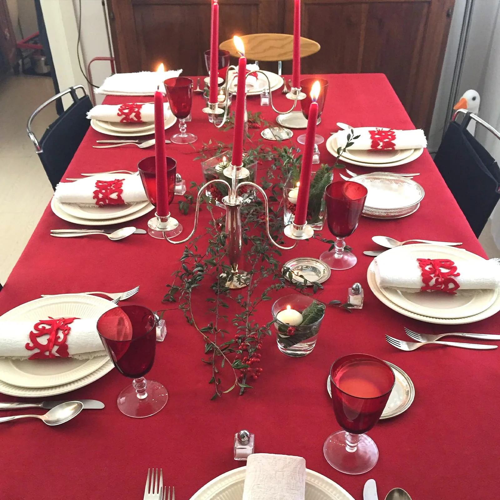 Heneger CozRhythm 8 Pack Red Tablecloth 60 x 126 Inch Rectangular Table Cloth for 8 Foot Rectangle Tables, Wrinkle Resistant Washable Polyester Fabric for Christmas Buffet Wedding Party - Image 6