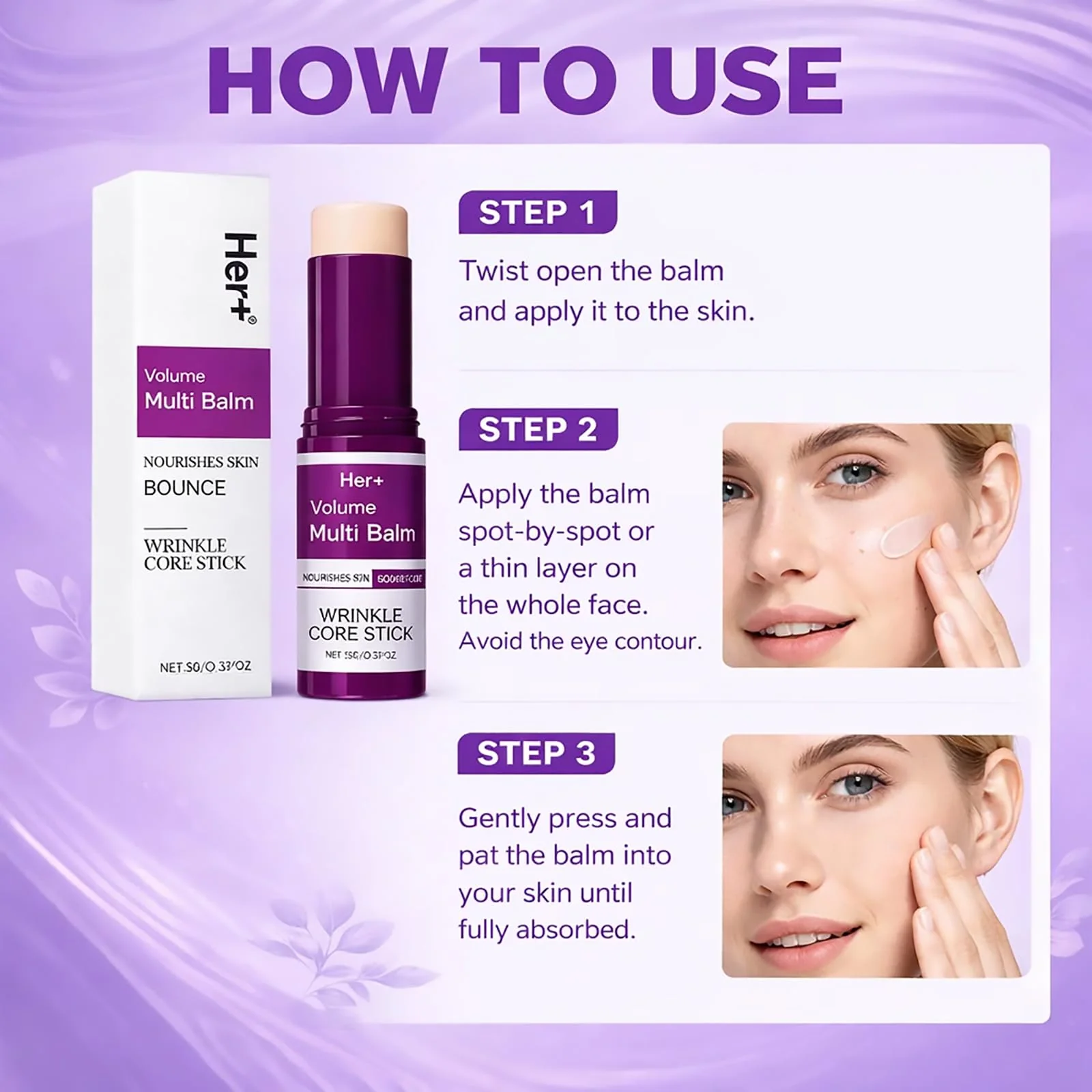 Her+ Calcium Multi Balm Stick, Her+ Nutrition Volume Calcium Balm, Firming & Moisturizing, Korean Collagen Skincare, Anti-Wrinkle, Hydrating, Lifting Cream for Eyes, Face & Neck - Image 2