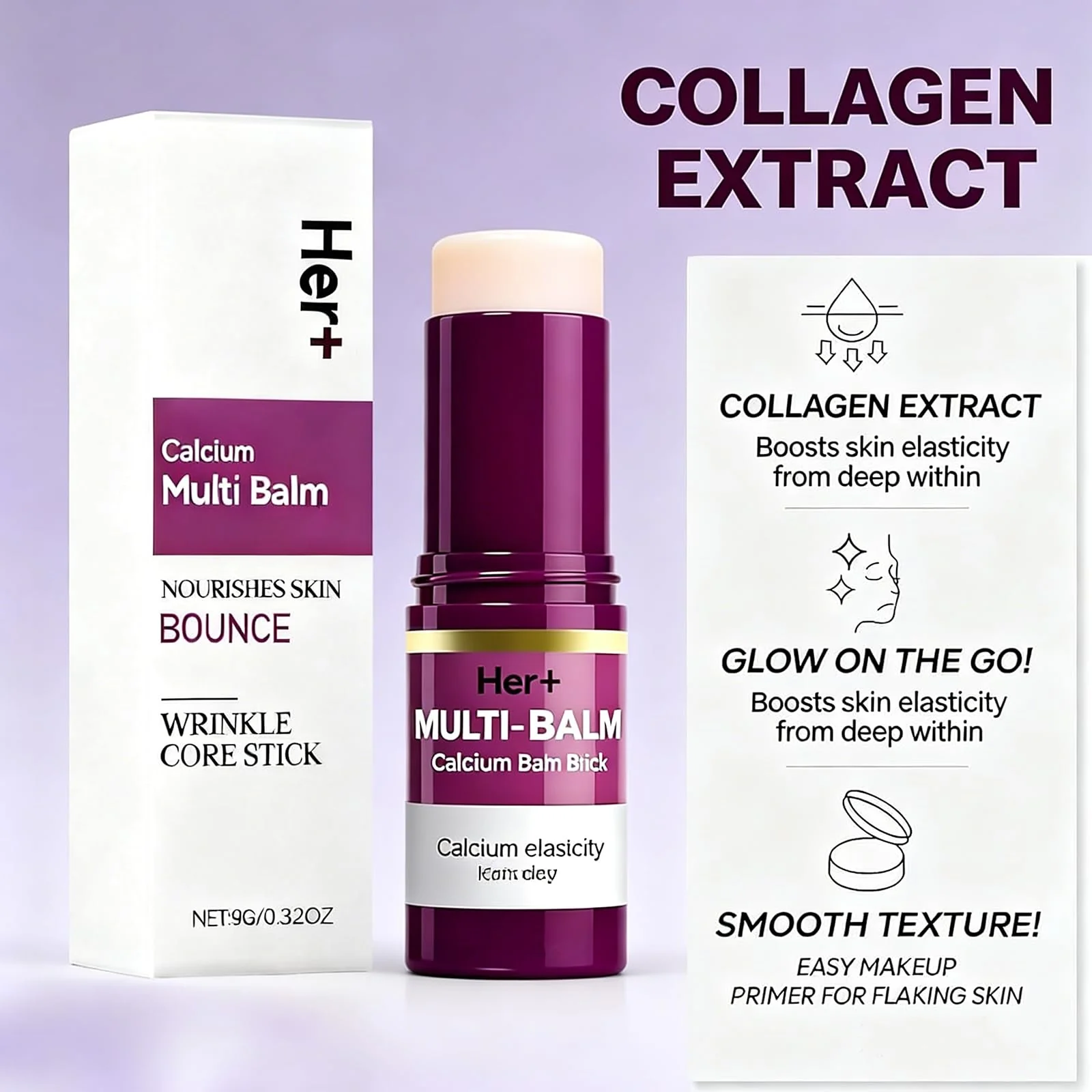 Her+ Calcium Multi Balm Stick, Her+ Nutrition Volume Calcium Balm, Firming & Moisturizing, Korean Collagen Skincare, Anti-Wrinkle, Hydrating, Lifting Cream for Eyes, Face & Neck - Image 5