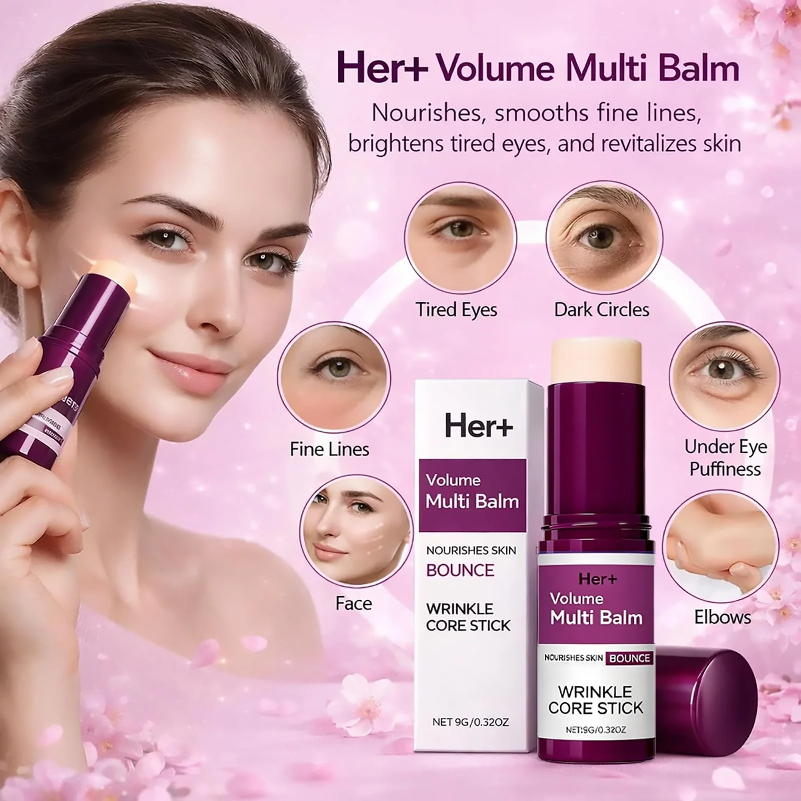 Her+ Calcium Multi Balm Stick, Her+ Nutrition Volume Calcium Balm, Firming & Moisturizing, Korean Collagen Skincare, Anti-Wrinkle, Hydrating, Lifting Cream for Eyes, Face & Neck - Image 6