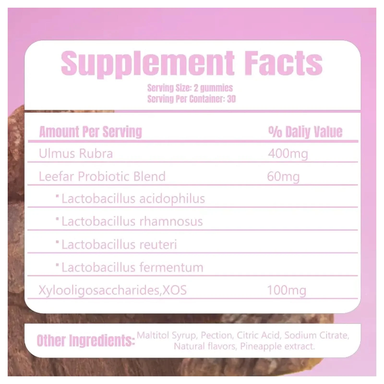 Her Juicy Feminine Probiotics Gummies for Women | Pineapple Flavor | Supports pH Balance, Gut Health & Immune System | with Slippery Elm, Prebiotics & Lactobacillus Blend | 60 Gummies (1pc) - Image 6