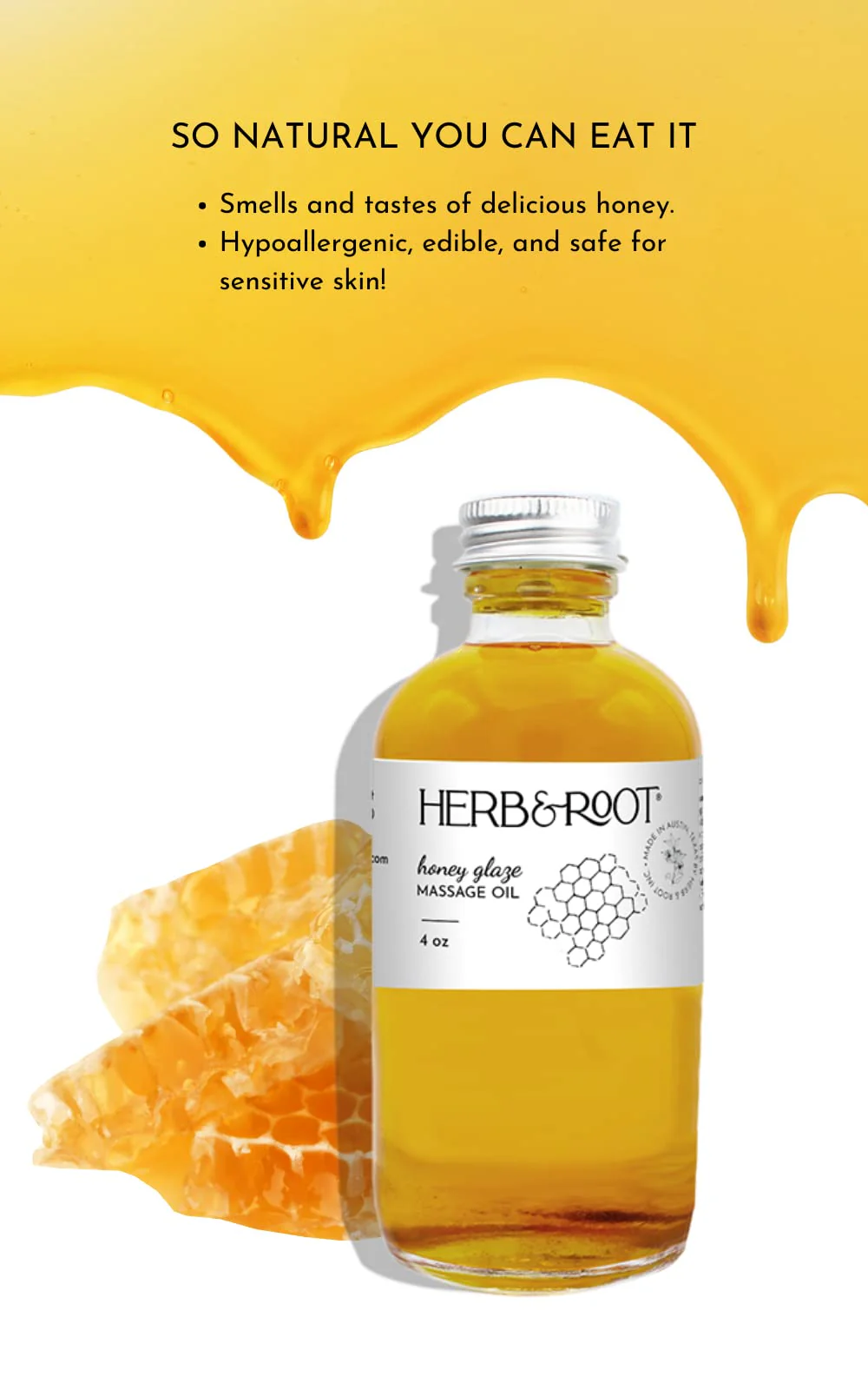 Herb & Root Honey Flavored Massage Oil, Natural, Edible Delicious, Premium Grade Massage Therapy Oil Blend - Image 2