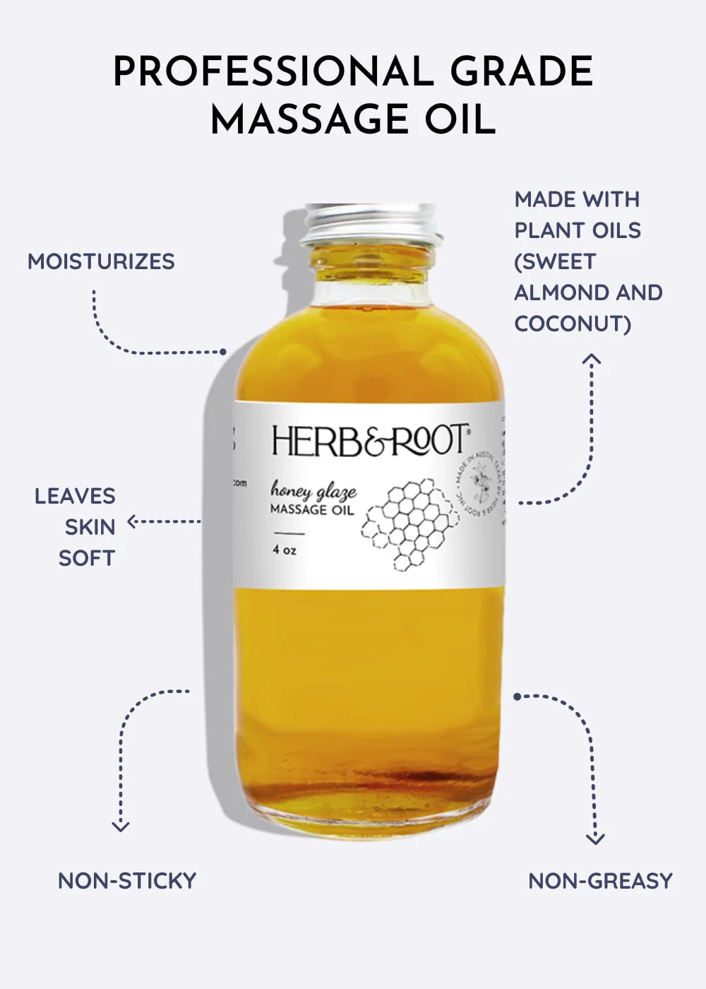 Herb & Root Honey Flavored Massage Oil, Natural, Edible Delicious, Premium Grade Massage Therapy Oil Blend - Image 4