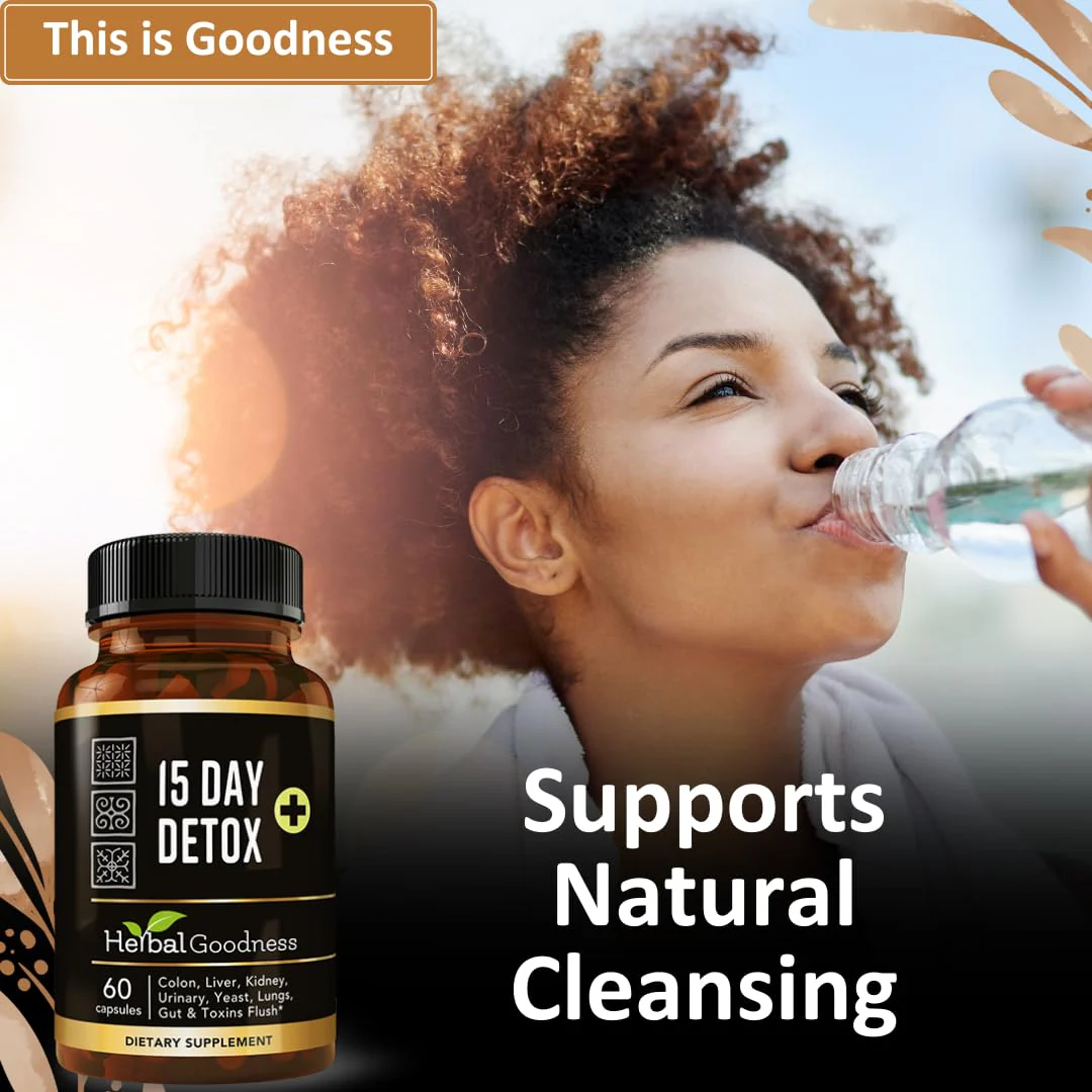 Herbal Goodness 15 Day Detox Capsules (60caps) - Natural Body Detox, Colon Cleanse Support, Gut Health Detox Supplement, Liver and Kidney Support | Non GMO, Gluten Free, Vegan-Friendly - Made in USA - Image 3
