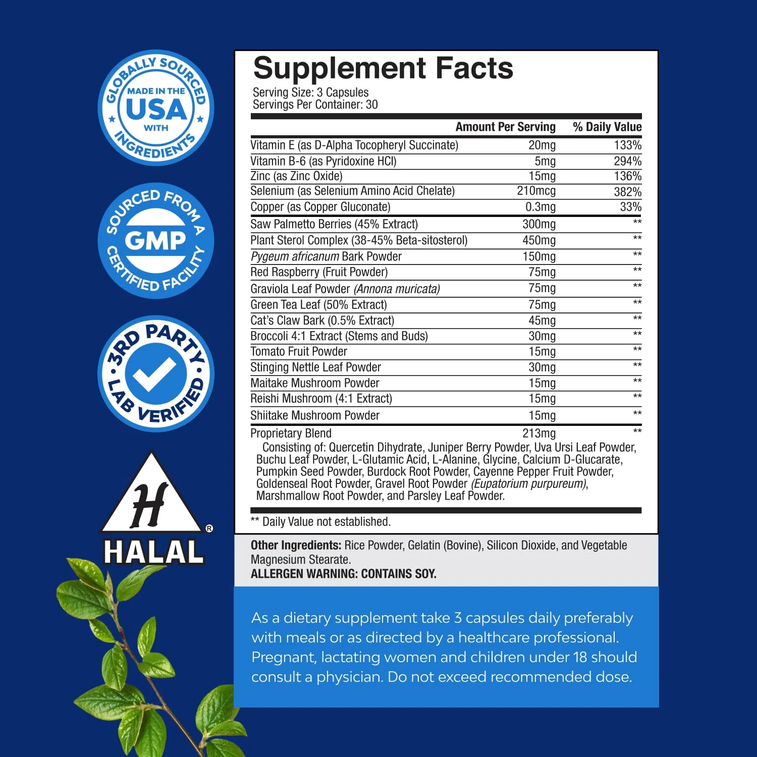 Herbal Prostate Supplement for Men - Potent Pygeum and Saw Palmetto Extract with Beta Sitosterol & Green Tea for Urinary Tract Support - Male Health Blend for Frequent Urination - 90 Capsules - Image 8