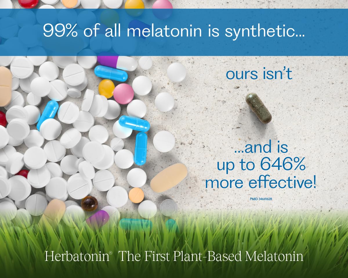 Herbatonin® 0.3 mg – The First Plant-Based, Natural Vegan Melatonin Supplement (Phyto-Melatonin) - Low Dose Sleep Aid, Supports Circadian Rhythm & Cellular Health – 90 Capsules (90 Day Supply) - Image 4
