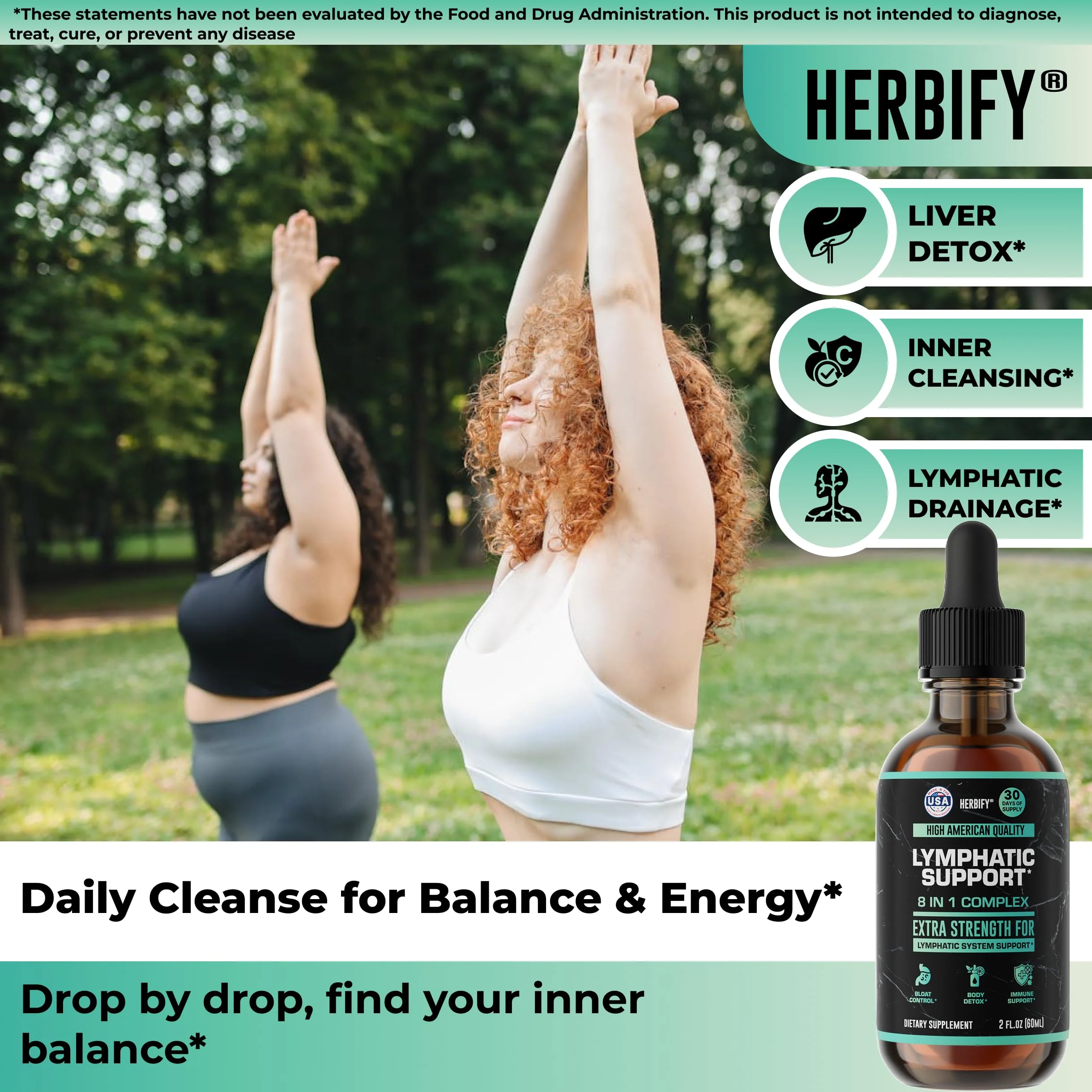 HERBIFY Lymphatic Drainage Drops for Liver Detox & Immune Support - Lymph System Support Drops - Detox Cleanse - 60 Days Supply - 2 Fl Oz Made in USA - Image 5