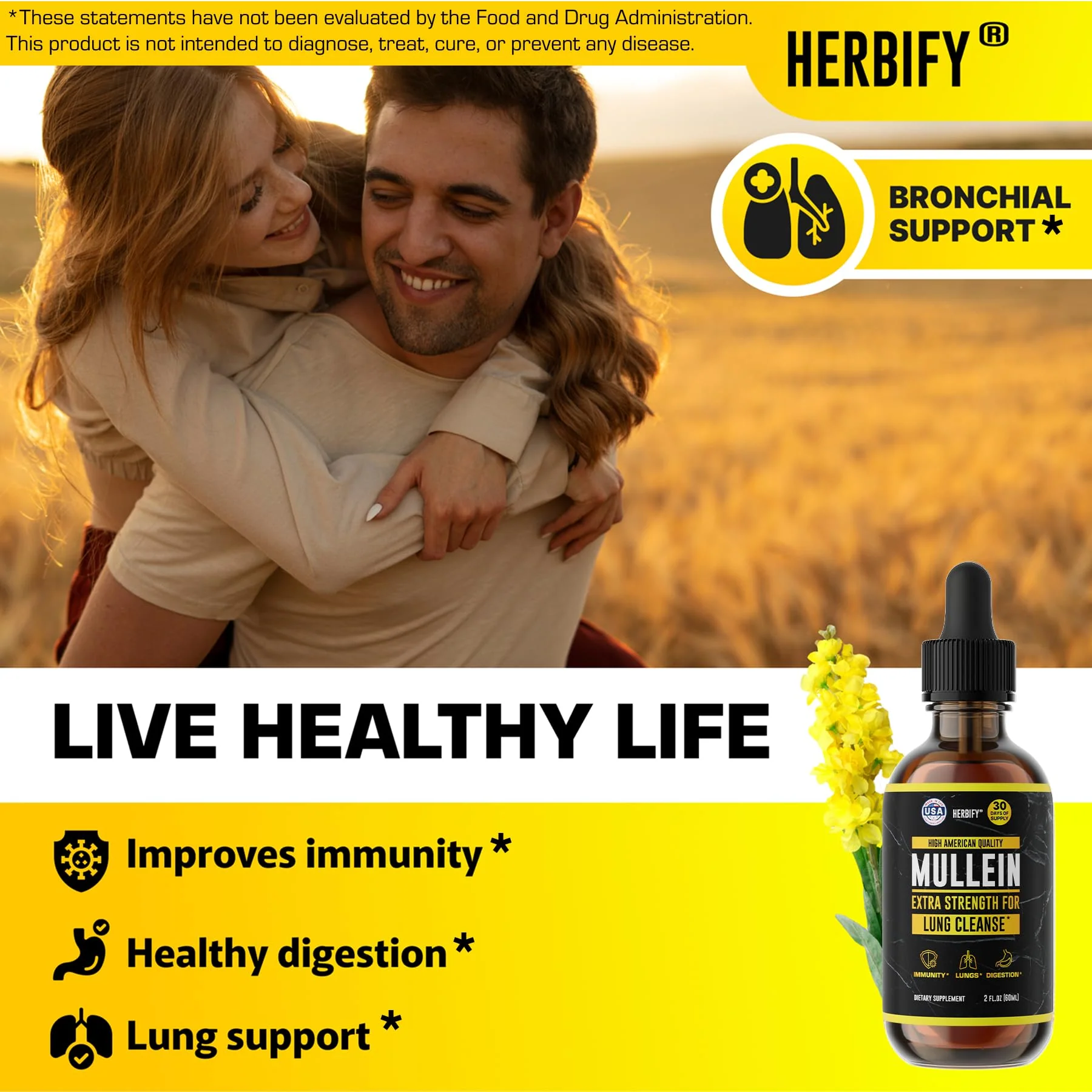 HERBIFY Mullein Extract 2 oz Tincture for Respiratory Health, Mullein Leaf and Flowers Blend (Verbascum Densiflorum) - Image 4