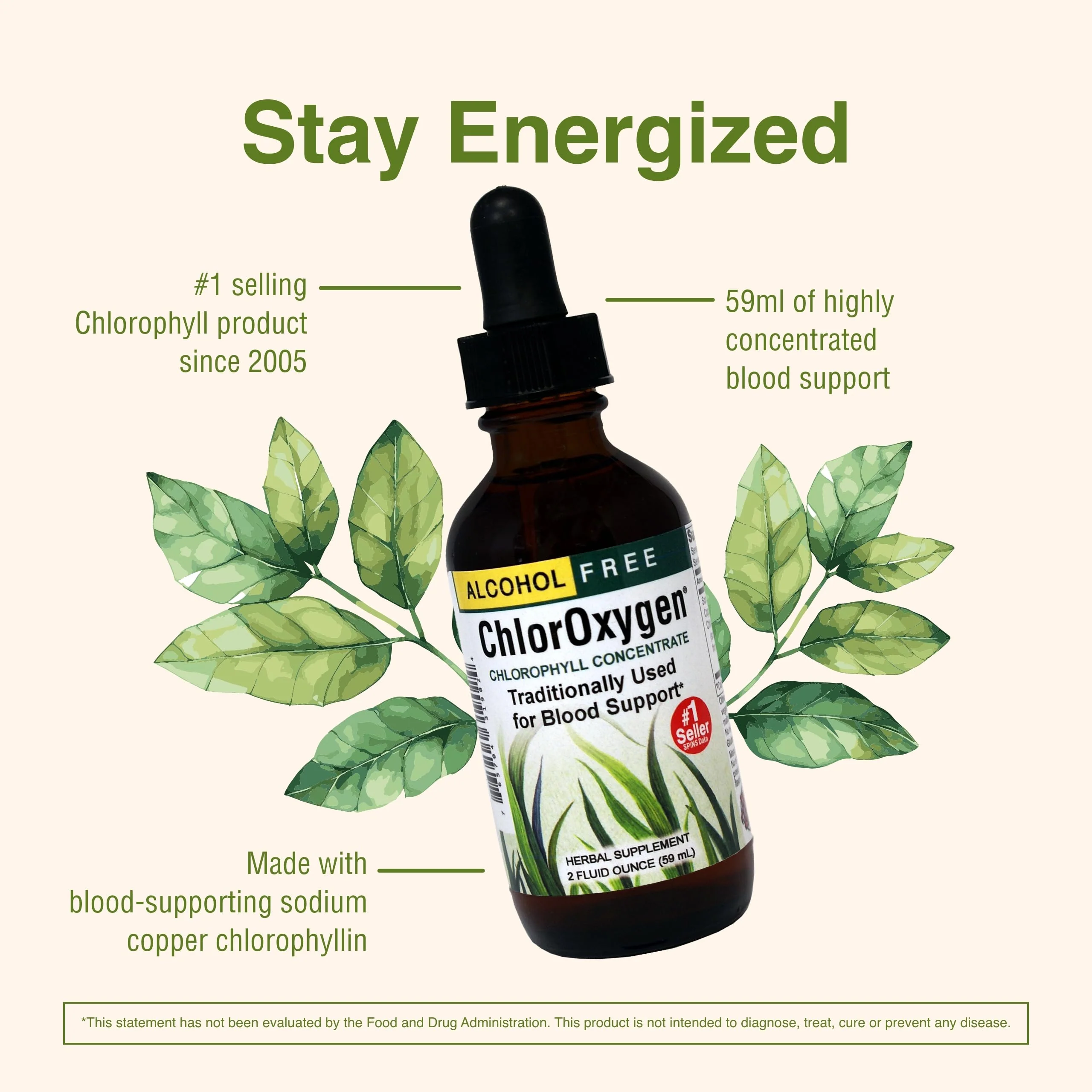 Herbs Etc. ChlorOxygen Chlorophyll Concentrate - Highly-Concentrated Energy Support - Aids Healthy Blood Circulation - Natural Vitality Support - Alcohol-Free - 2 fl oz (About 132 Servings) - Image 4