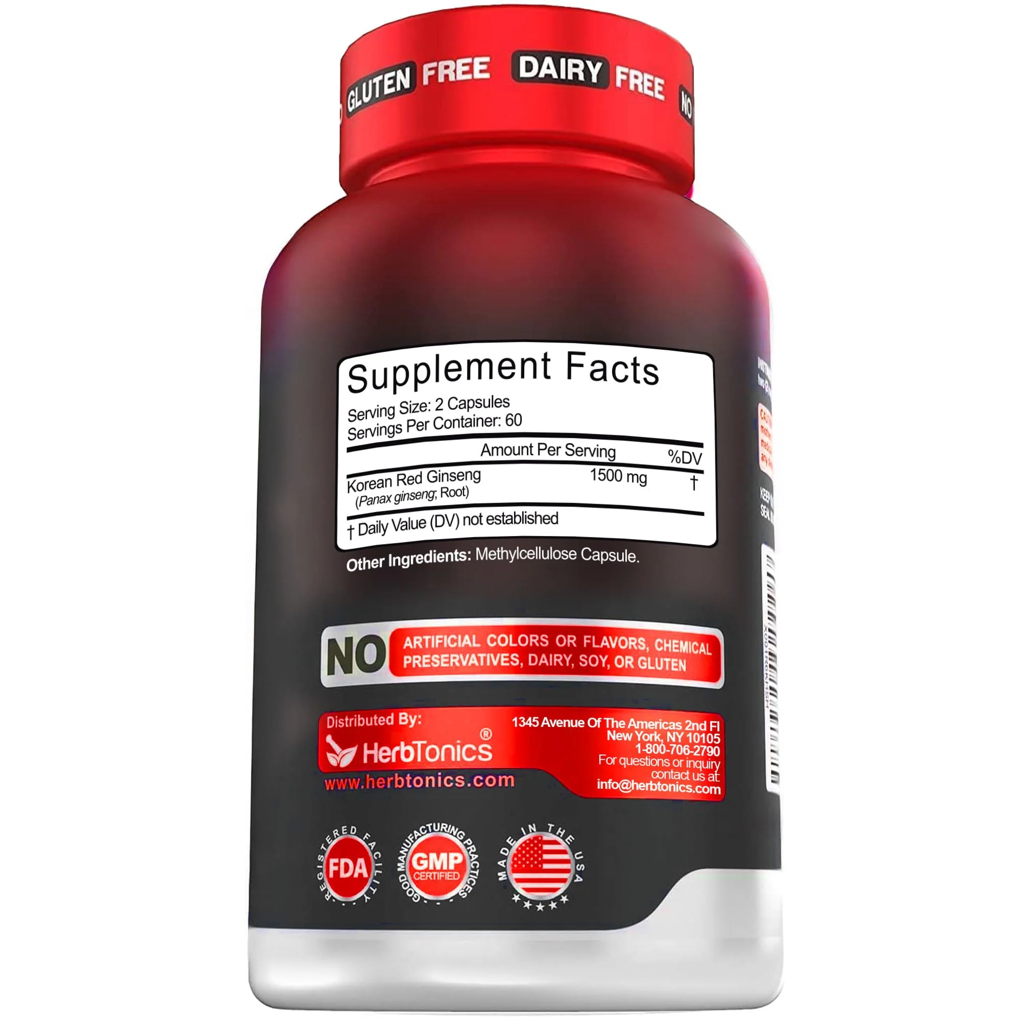 Herbtonics Korean Red Panax Ginseng 1500mg - Energy Supplement for Peak Performance, Focus & Vitality - High Potency Ginseng Root Extract - 120 Vegan Capsules - Image 4