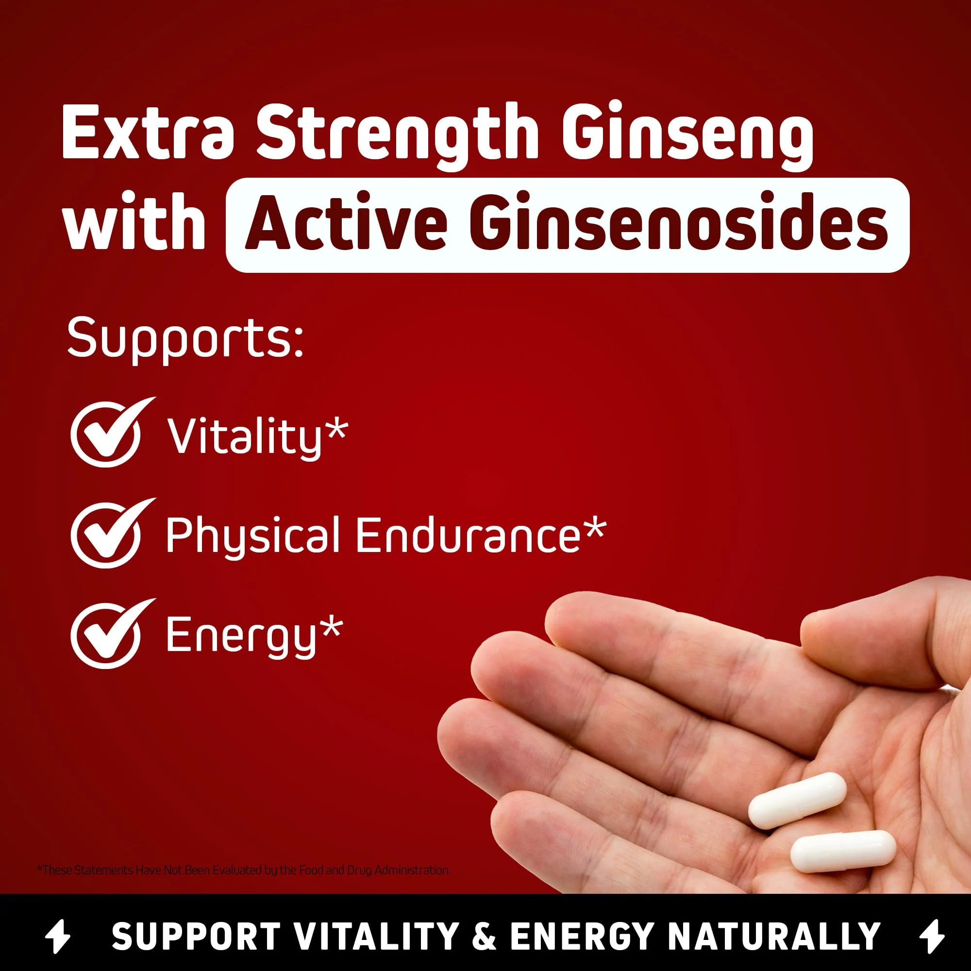Herbtonics Korean Red Panax Ginseng 1500mg - Energy Supplement for Peak Performance, Focus & Vitality - High Potency Ginseng Root Extract - 120 Vegan Capsules - Image 8