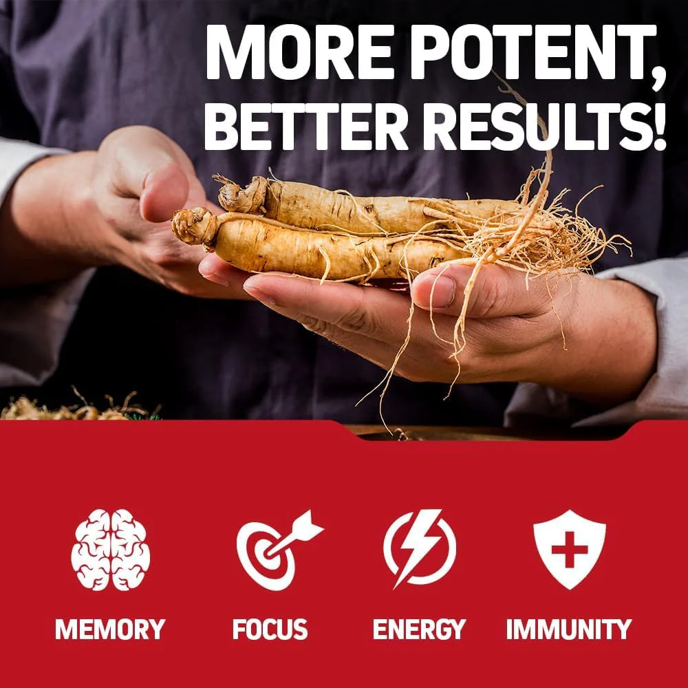 Herbtonics Korean Red Panax Ginseng 1500mg - Energy Supplement for Peak Performance, Focus & Vitality - High Potency Ginseng Root Extract - 120 Vegan Capsules - Image 9