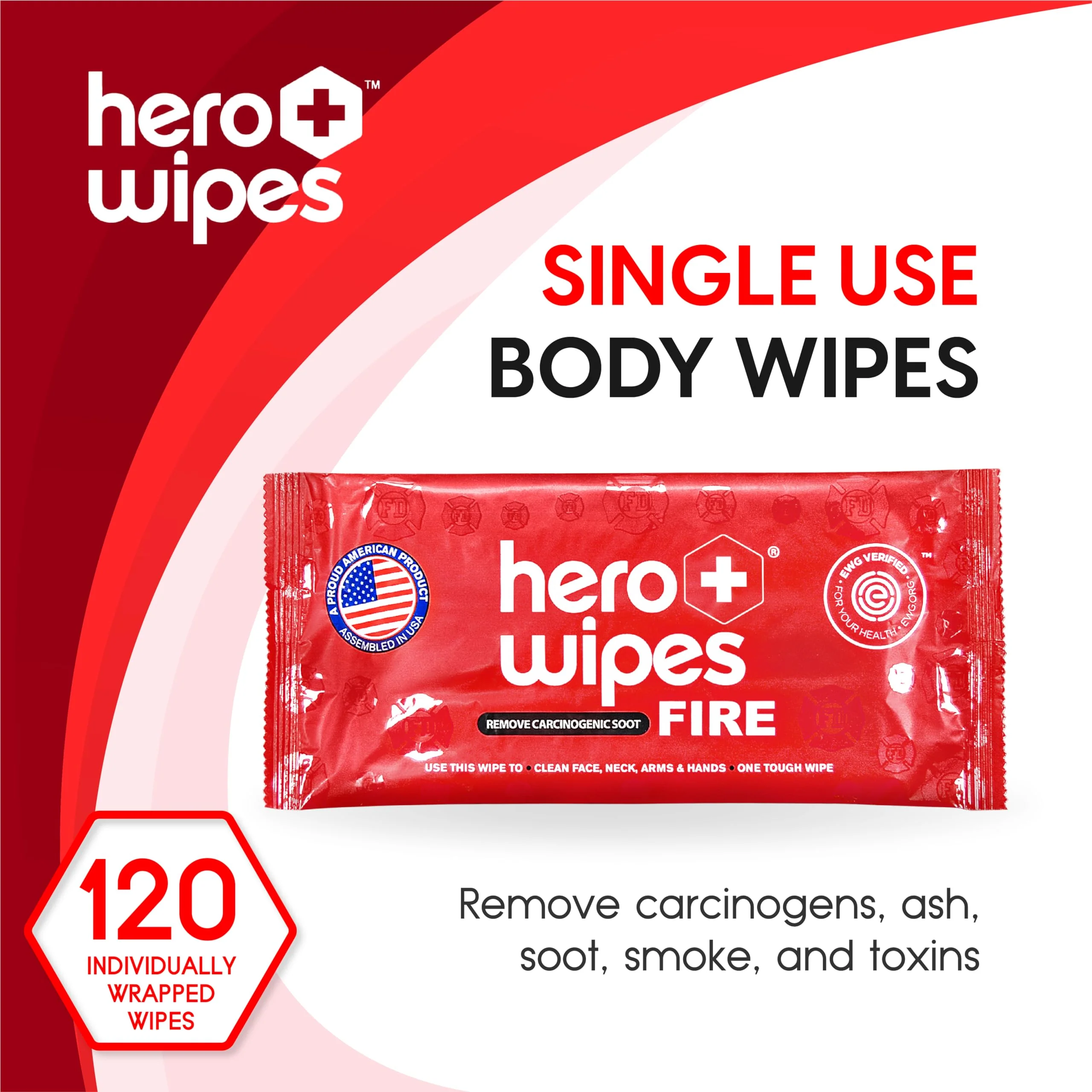 Hero Wipes Body Wipes Remove 98% Of Carcinogens, Ash, Soot, Smoke, Toxins - 120ct Extra Thick Durable 10x9 inches Firefighter Wet Wipes - Image 7