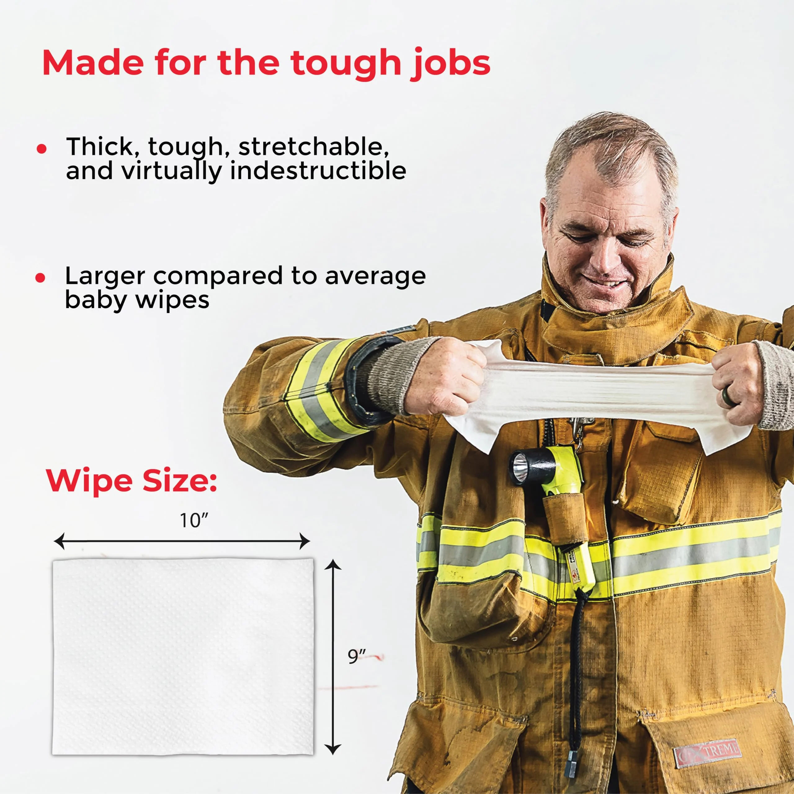 Hero Wipes Body Wipes Remove 98% Of Carcinogens, Ash, Soot, Smoke, Toxins - 48ct Extra Thick Durable 10x9 inches Firefighter Wet Wipes Per Pouch - Image 5