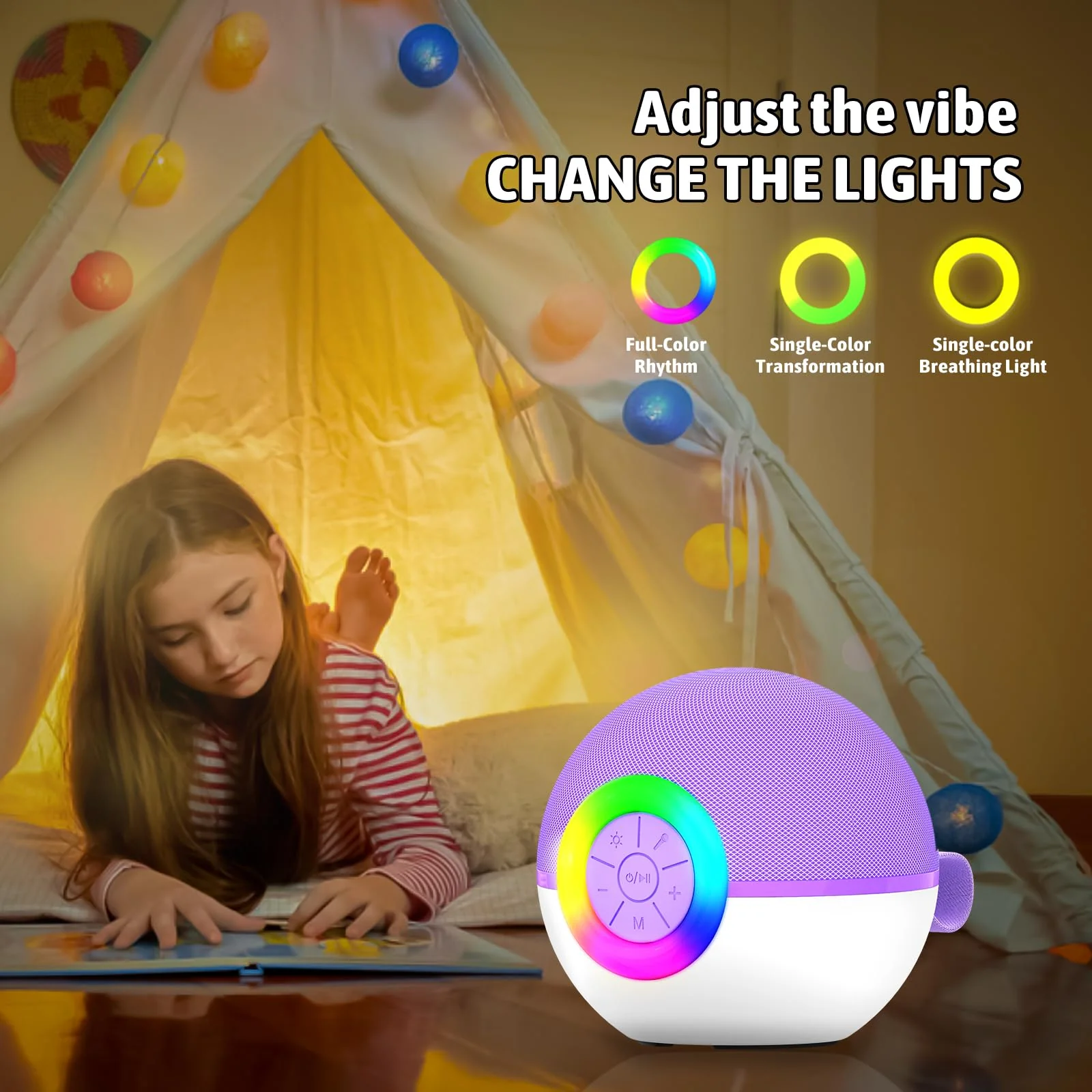 Heroange Karaoke Microphone Machine Toys for Kids Adults, Mini Portable Bluetooth Speaker with 2 Wireless Mics, Christmas Birthday Gifts for Boys Girls Ages 3 4 5 6 7 8 9 10 11 12+ Year (Purple) - Image 4