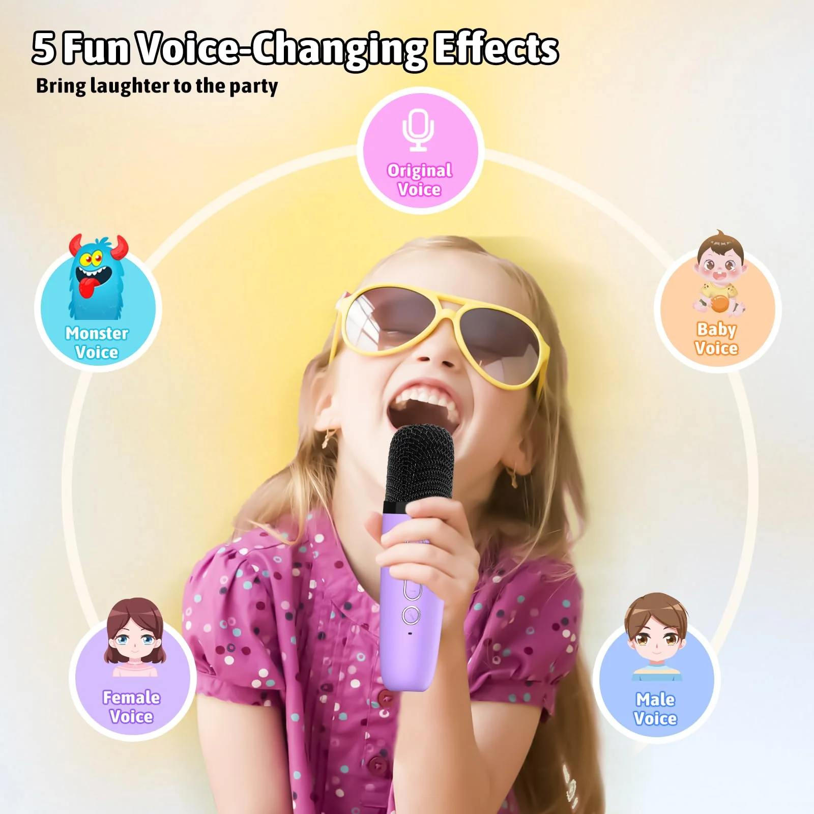 Heroange Karaoke Microphone Machine Toys for Kids Adults, Mini Portable Bluetooth Speaker with 2 Wireless Mics, Christmas Birthday Gifts for Boys Girls Ages 3 4 5 6 7 8 9 10 11 12+ Year (Purple) - Image 6