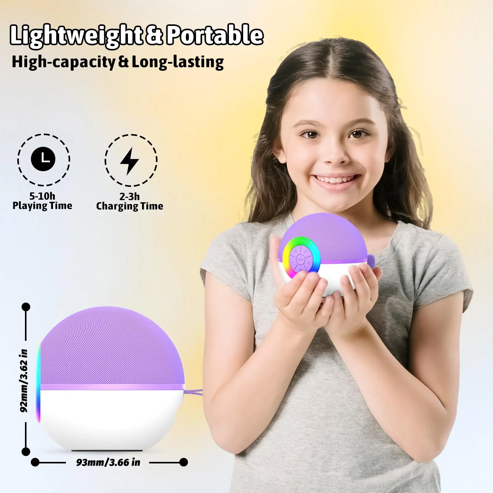 Heroange Karaoke Microphone Machine Toys for Kids Adults, Mini Portable Bluetooth Speaker with 2 Wireless Mics, Christmas Birthday Gifts for Boys Girls Ages 3 4 5 6 7 8 9 10 11 12+ Year (Purple) - Image 7