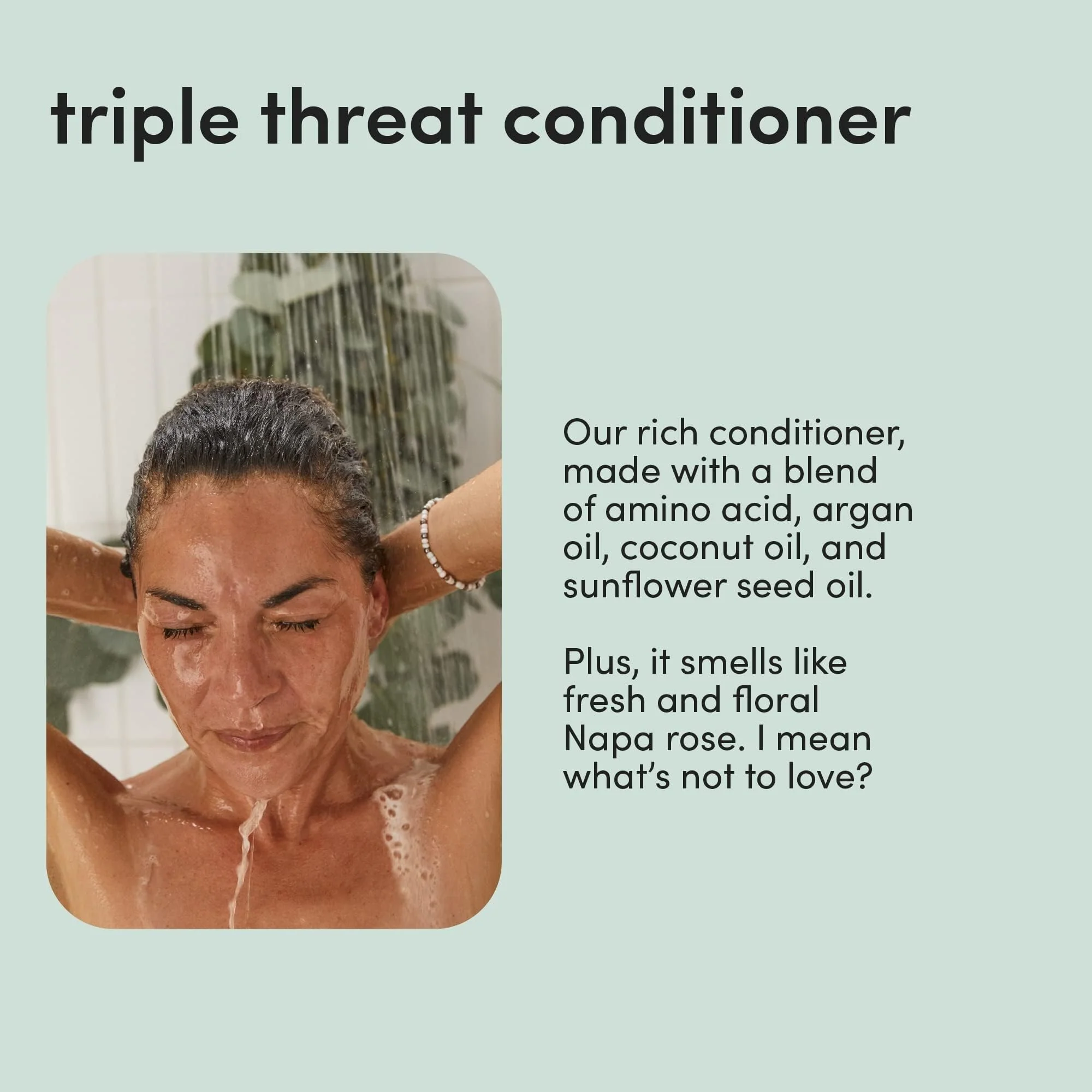hers Triple Threat Shampoo & Conditioner Set - Biotin, Saw Palmetto, & Pumpkin Seed Oil Formula - Thickens & Hydrates - Color-Safe, Paraben-Free, Vegan - Napa Rose Scent - 6.4 Fl Oz, 2 Count - Image 4