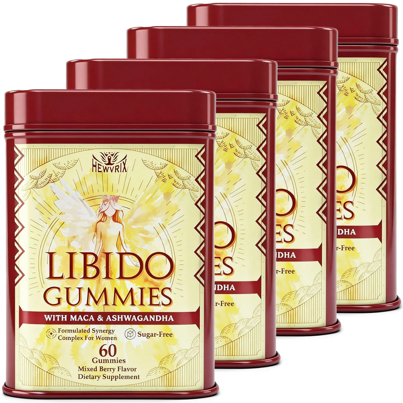 Hewvrix Libido Booster for Women, Libido Gummies with Ashwagandha & Maca, 4P