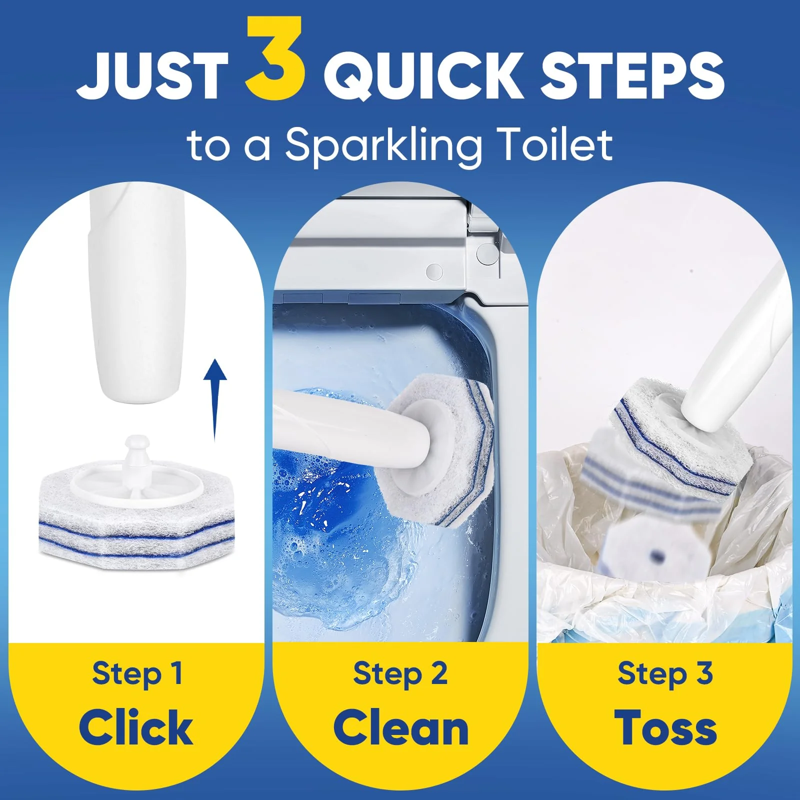 HHXI 60Ct Aromative Toilet Brush Refills, Toilet Bowl Cleaner Refills, Double-Layer Cleaning Pads Added, Disposable Refill Heads for Toilet Bowl Cleaner Wands, Bulk （Patented） - Image 3