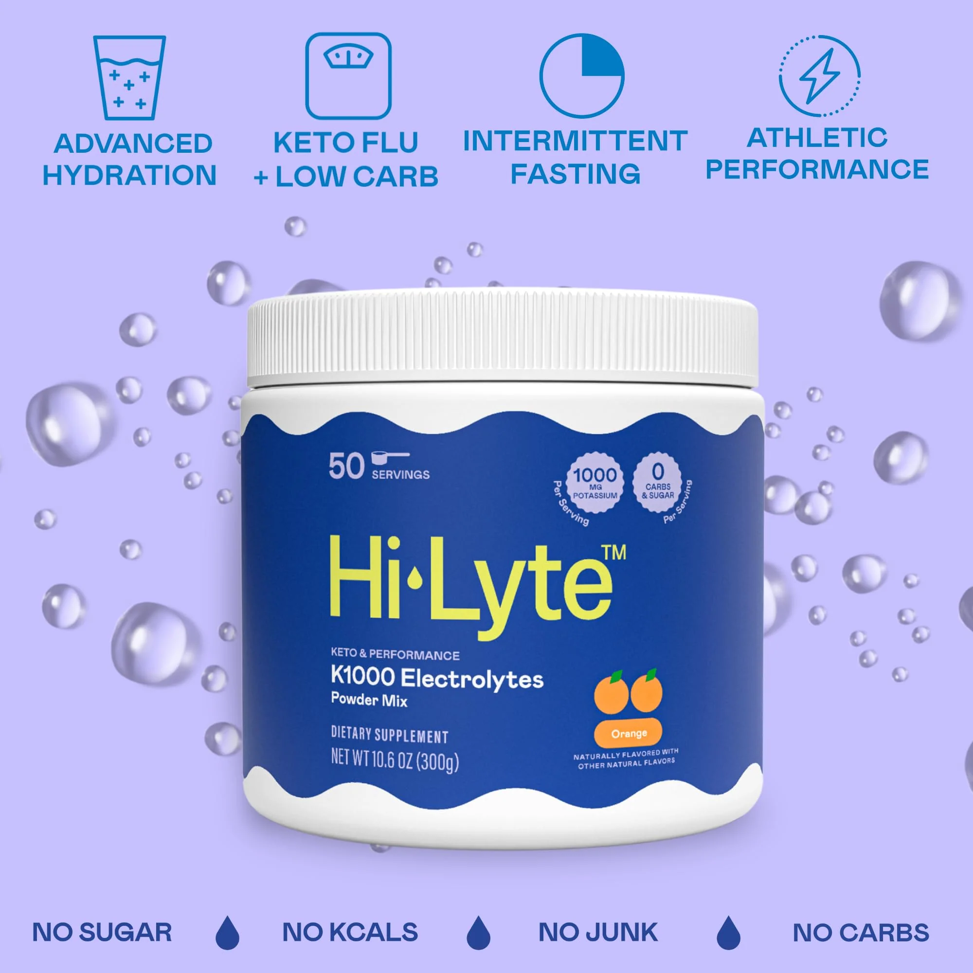 Hi-Lyte K1000 Electrolytes Powder Mix Orange Keto & Performance, 50 Servings - Image 4