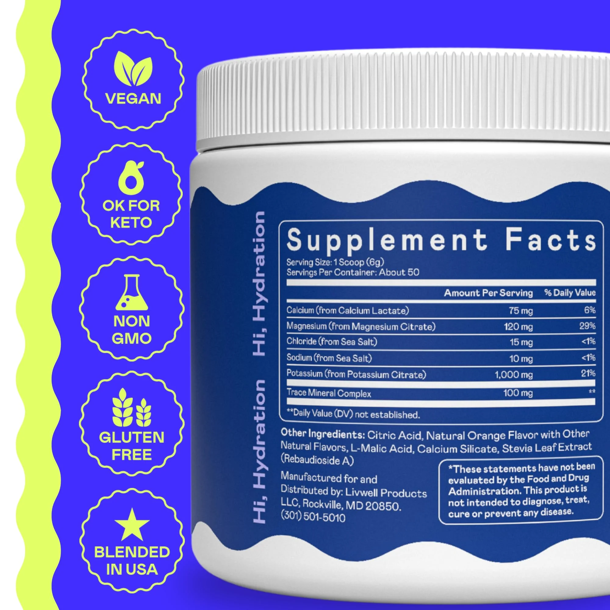 Hi-Lyte K1000 Electrolytes Powder Mix Orange Keto & Performance, 50 Servings - Image 5
