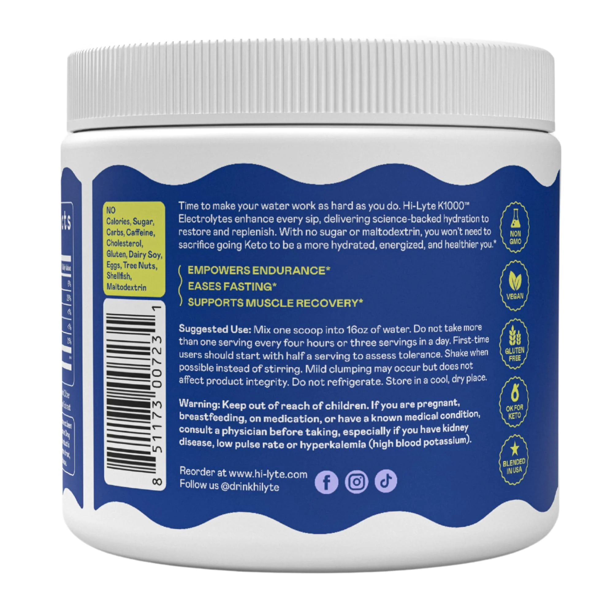 Hi-Lyte K1000 Electrolytes Powder Mix Orange Keto & Performance, 50 Servings - Image 7