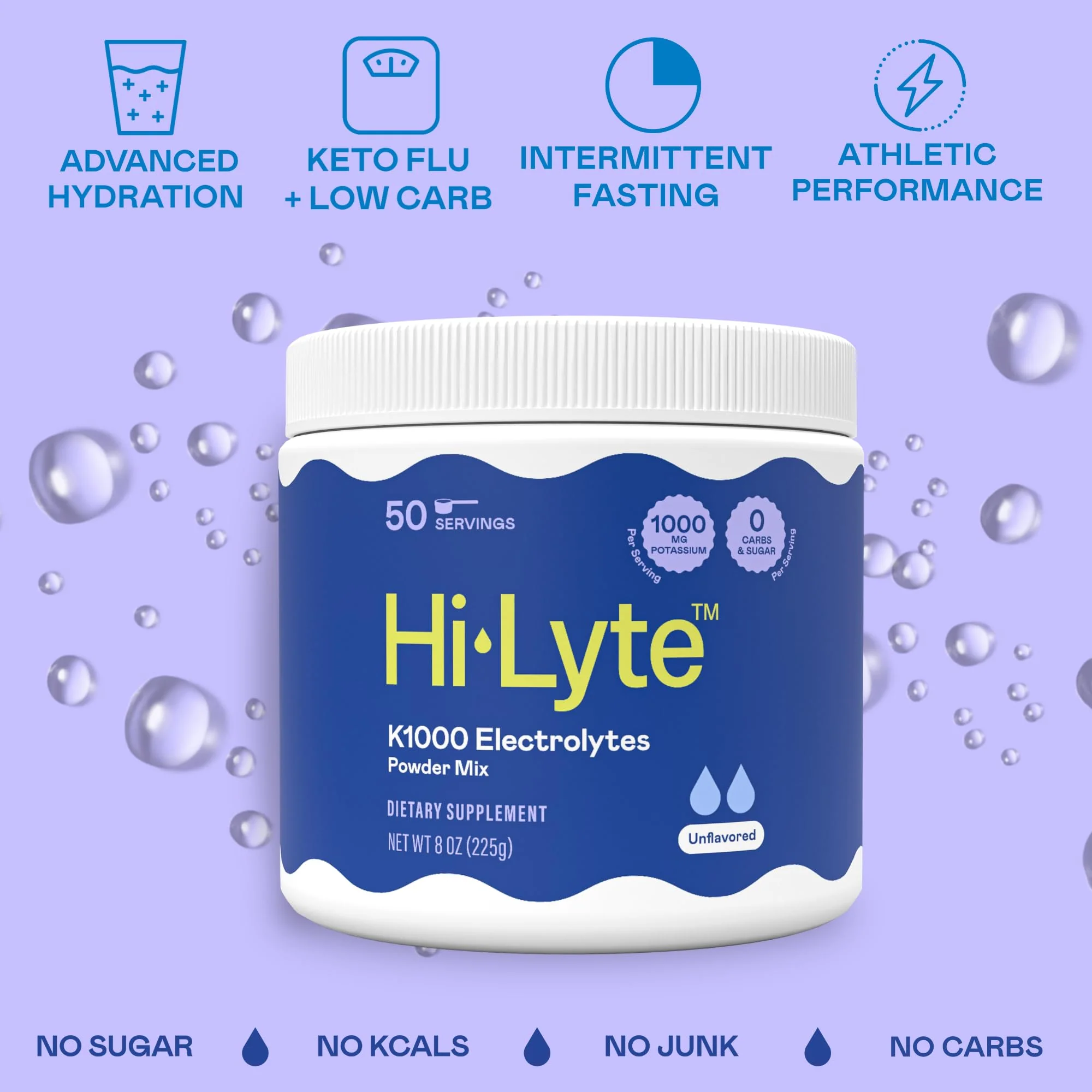 Hi-Lyte K1000 Electrolytes Powder Mix Unflavored Keto & Performance, 50 Servings - Image 4