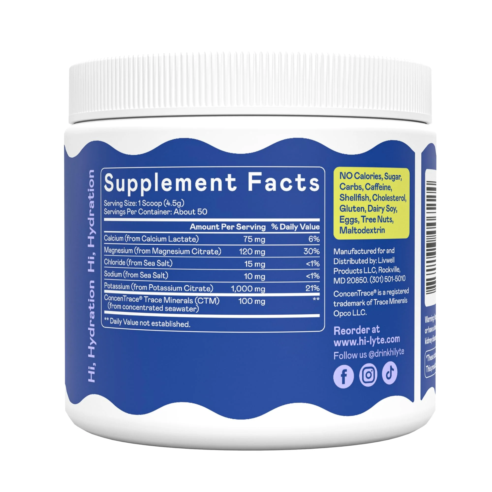Hi-Lyte K1000 Electrolytes Powder Mix Unflavored Keto & Performance, 50 Servings - Image 7