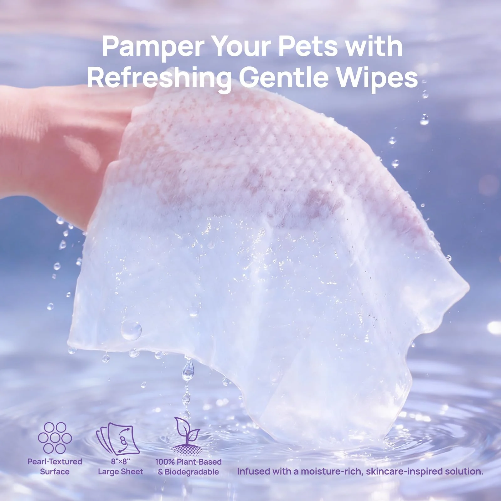 HICC PET Cleaning Deodorizing Wipes for Dogs & Cats, Vet Recommended Plant-Based Pet Grooming Wipes, Fermented Coconut Oil Grooming Paws, Body and Butt, Family Size Supply 400 Count, Rose - Image 8