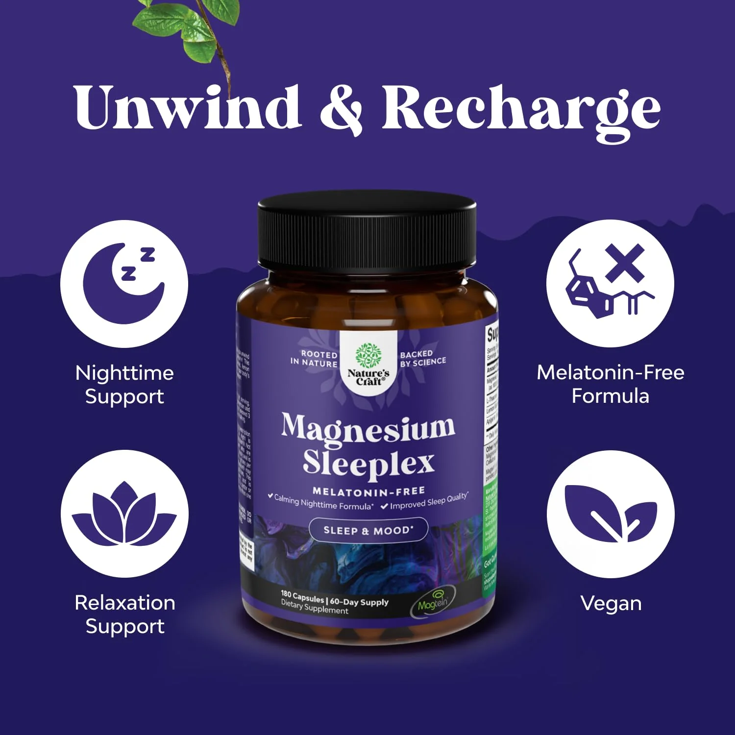 High Absorption Magnesium Sleep Supplement - Rest Support Magtein Magnesium L-Threonate and Apigenin Theanine for Sleep and Rest for Women & Men - Mg L-Threonate Melatonin Free Sleeping Aid - 180 Ct - Image 6