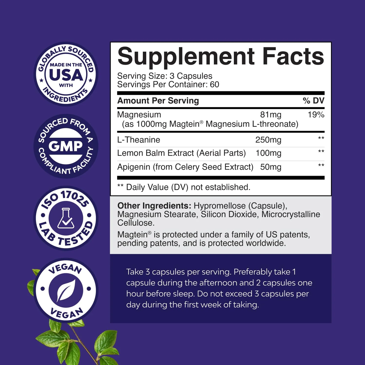 High Absorption Magnesium Sleep Supplement - Rest Support Magtein Magnesium L-Threonate and Apigenin Theanine for Sleep and Rest for Women & Men - Mg L-Threonate Melatonin Free Sleeping Aid - 180 Ct - Image 8