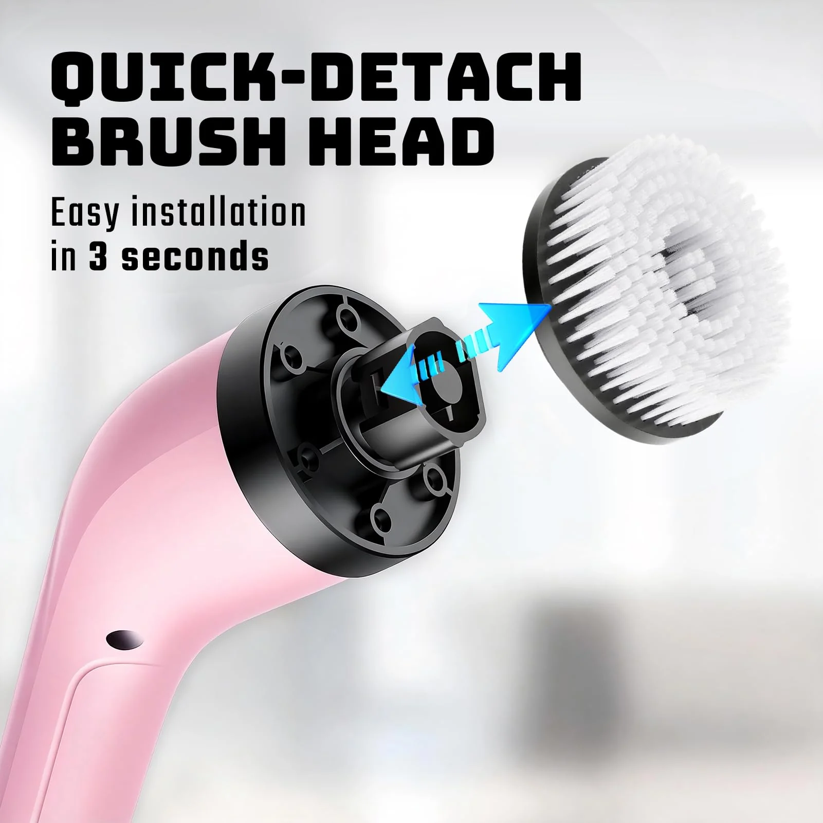Highyes Electric Spin Scrubber for Cleaning Bathroom: Cordless Power Shower Scrubber - Electric Cleaning Brush for Tile Tub - Pink - Image 5