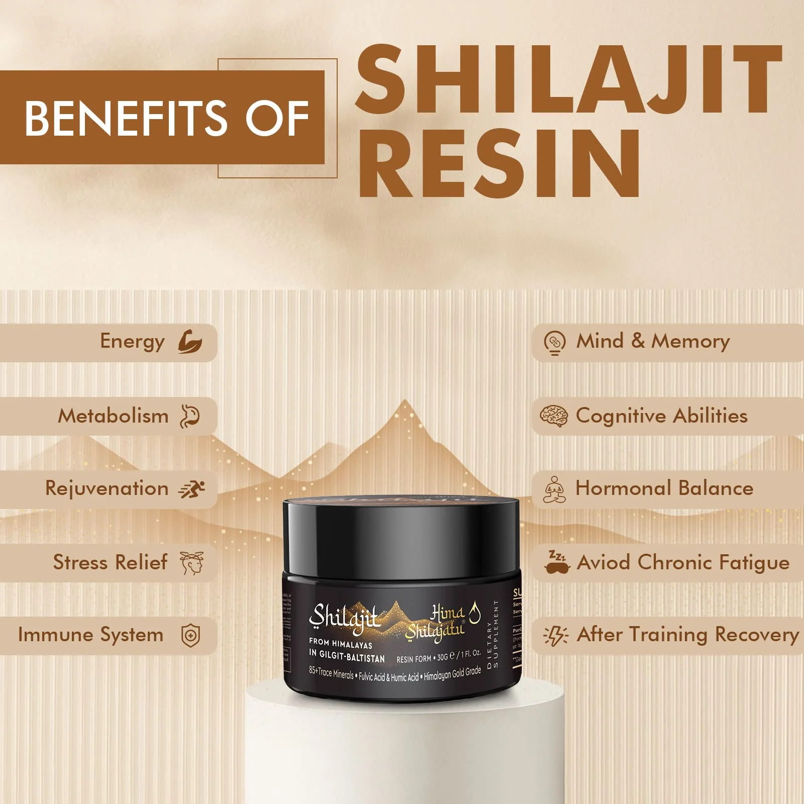 Hima Shilajatu Shilajit Purest Himalayan Organic Shilajit Resin - Gold Grade 100% Purity Shilajit with Fulvic Acid & 85+ Trace Minerals Complex for Energy & Immune Support, 30 Grams (2 Months Supply) - Image 7