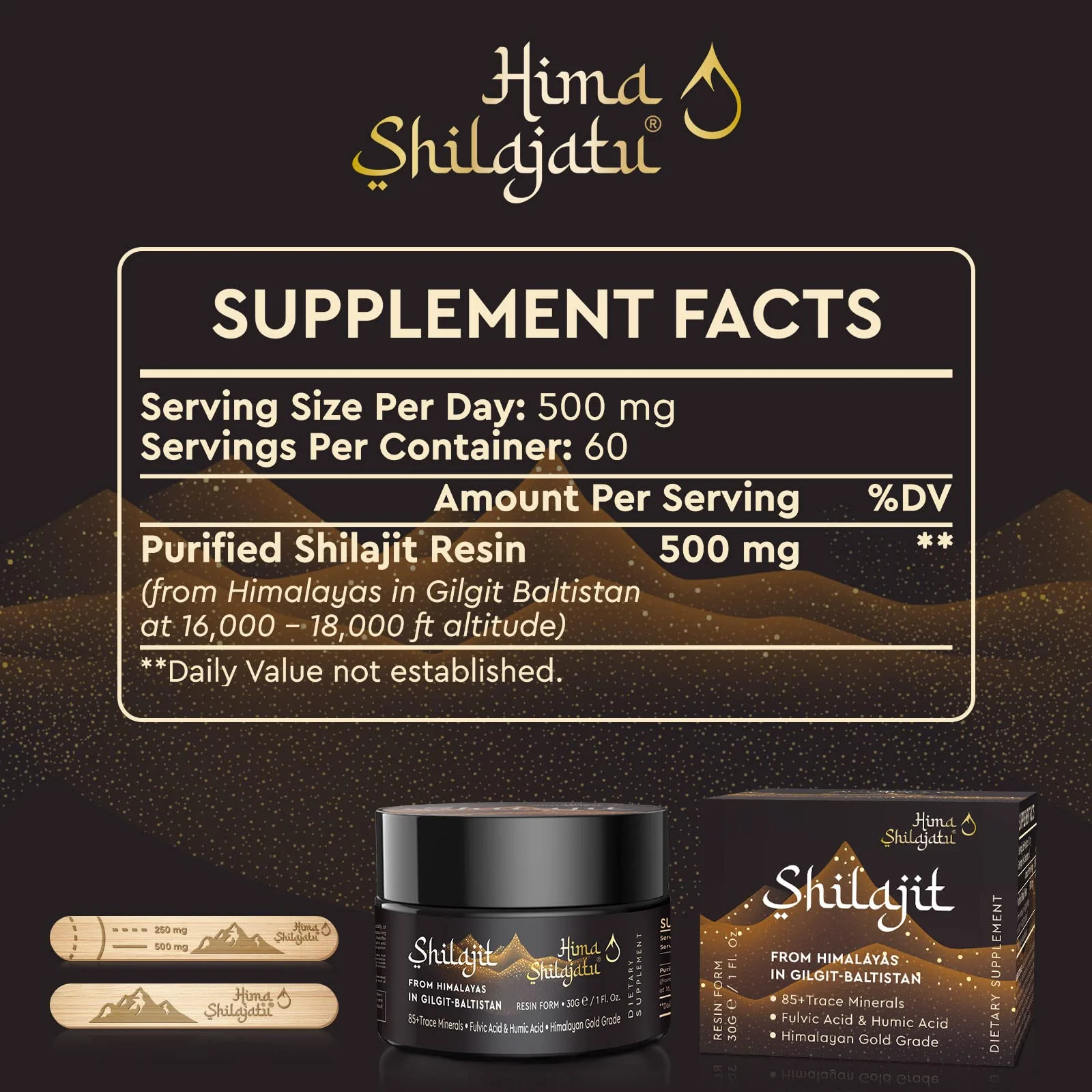 Hima Shilajatu Shilajit Purest Himalayan Organic Shilajit Resin - Gold Grade 100% Purity Shilajit with Fulvic Acid & 85+ Trace Minerals Complex for Energy & Immune Support, 30 Grams (2 Months Supply) - Image 8