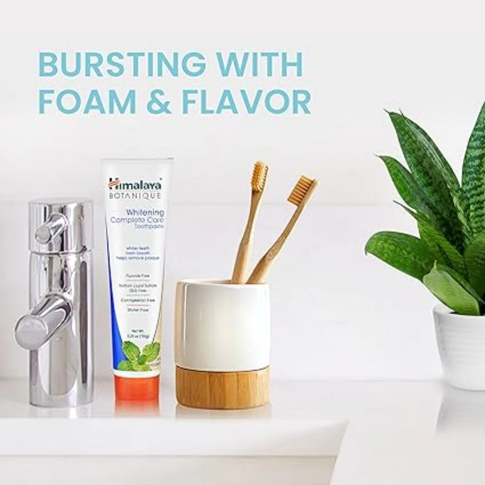 Himalaya Botanique Complete Care Whitening Toothpaste, Simply Peppermint, for a Clean Mouth, Whiter Teeth and Fresh Breath, 5.29 oz (Pack of 2) - Image 2