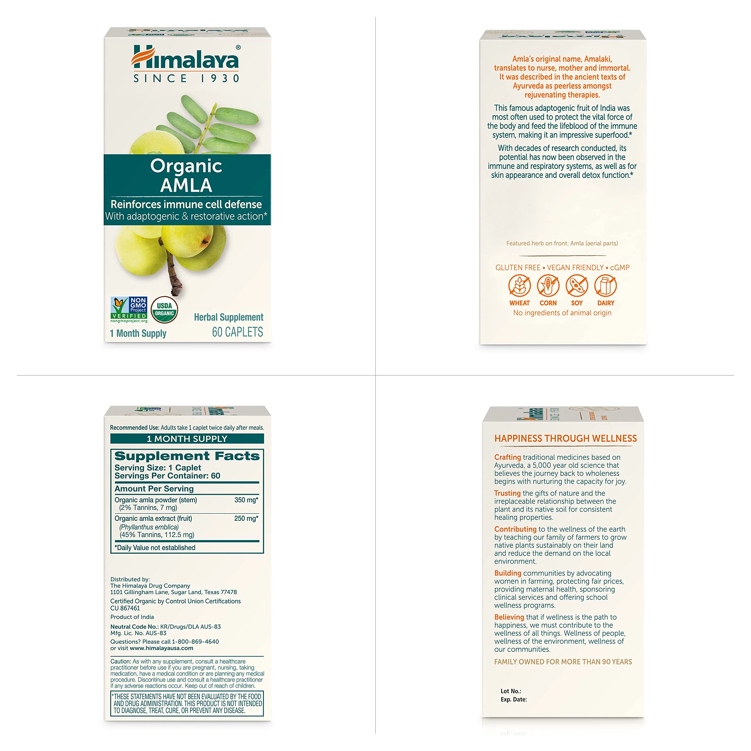Himalaya Organic Amla - Herbal Immune Support Supplement with Adaptogen and Antioxidant - USDA Organic, Vegan, Non-GMO, Gluten Free, 600 mg, 60 Caplets - Image 2