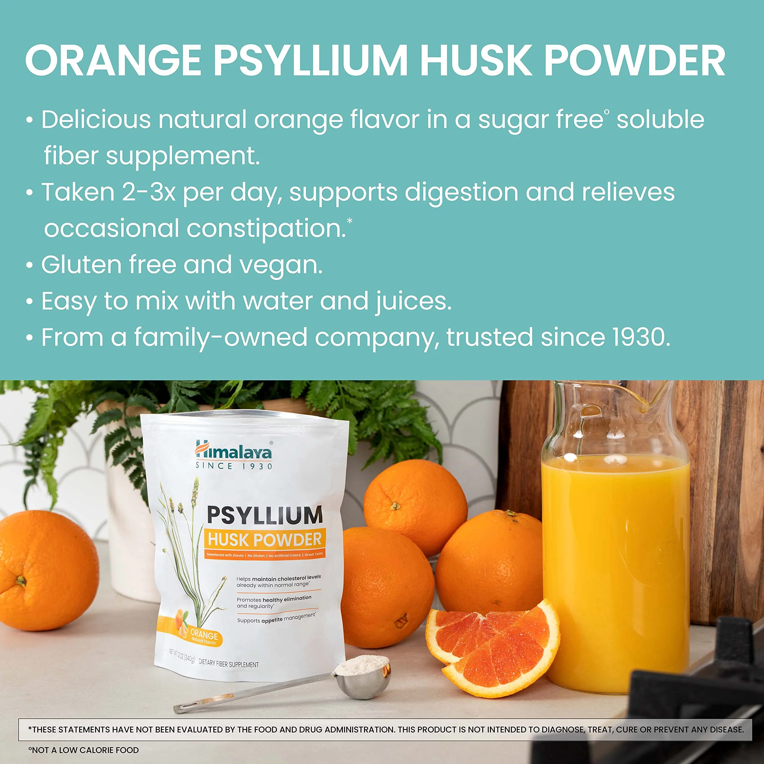 Himalaya Psyllium Husk Powder, Orange, 48 Servings - Daily Fiber Supplement for Supporting Digestive Health and Regularity - Vegan, Non-GMO, Sugar Free, Gluten Free, 12 oz (340 g) - Image 3