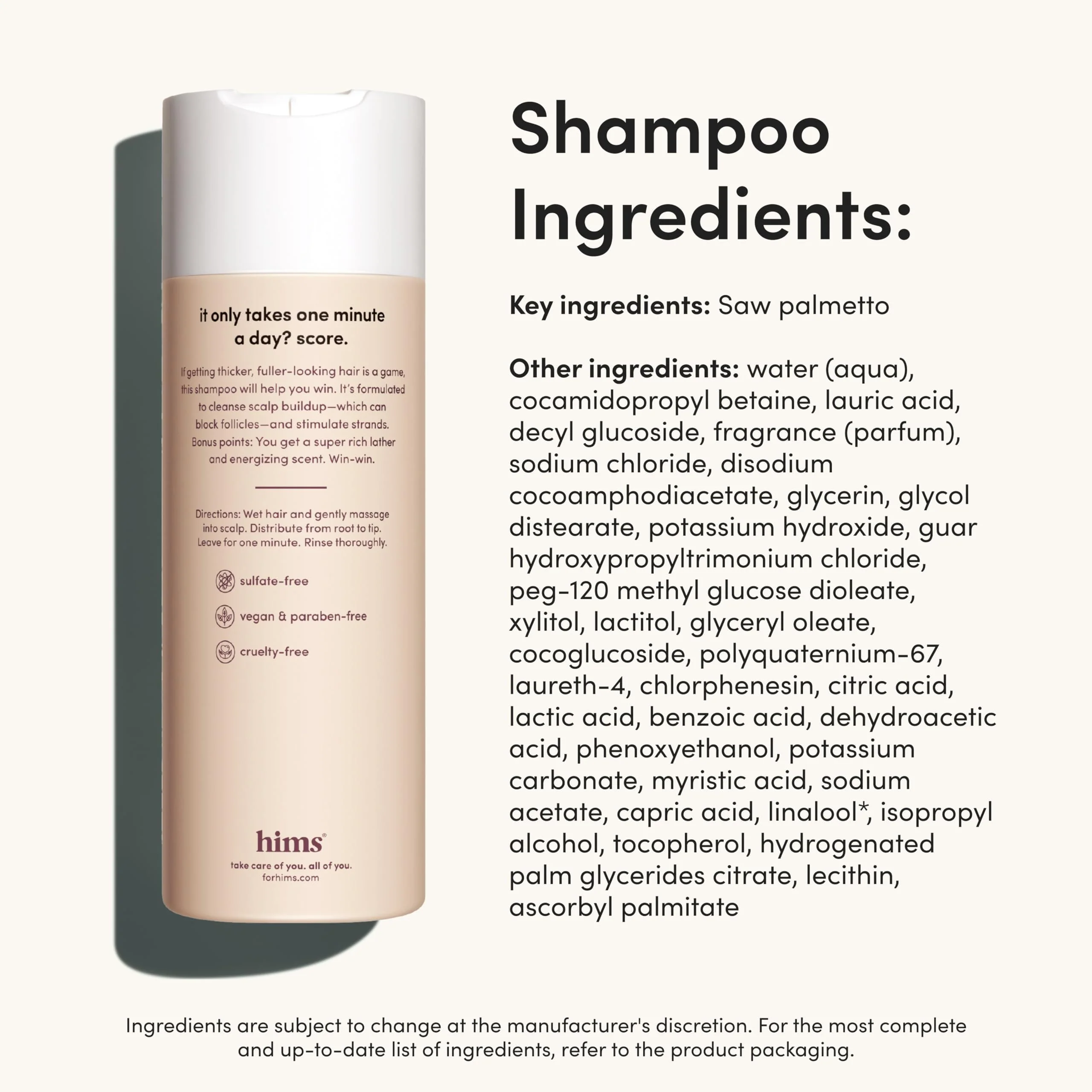 hims Thick Fix Shampoo & Conditioner Set - Saw Palmetto for Healthy Hair Growth & Thickening - Scalp Cleansing - Vegan, Sulfate-Free & Cruelty-Free - Eucalyptus Scent, 6.4 fl oz - Image 4