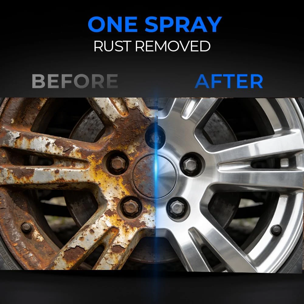 HISKI Rust Remover Spray, Multipurpose Rust Stain Remover, Rust Remover Spray for Metal, Heavy Duty Metal Cleaner for Vehicles, Tools, Chains (1PC) - Image 3